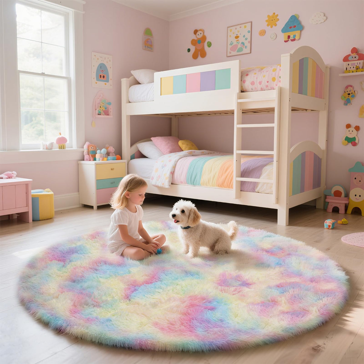 5x8 Shag Area Rug for Bedroom,Grey and Black Fluffy Rugs for Living Room