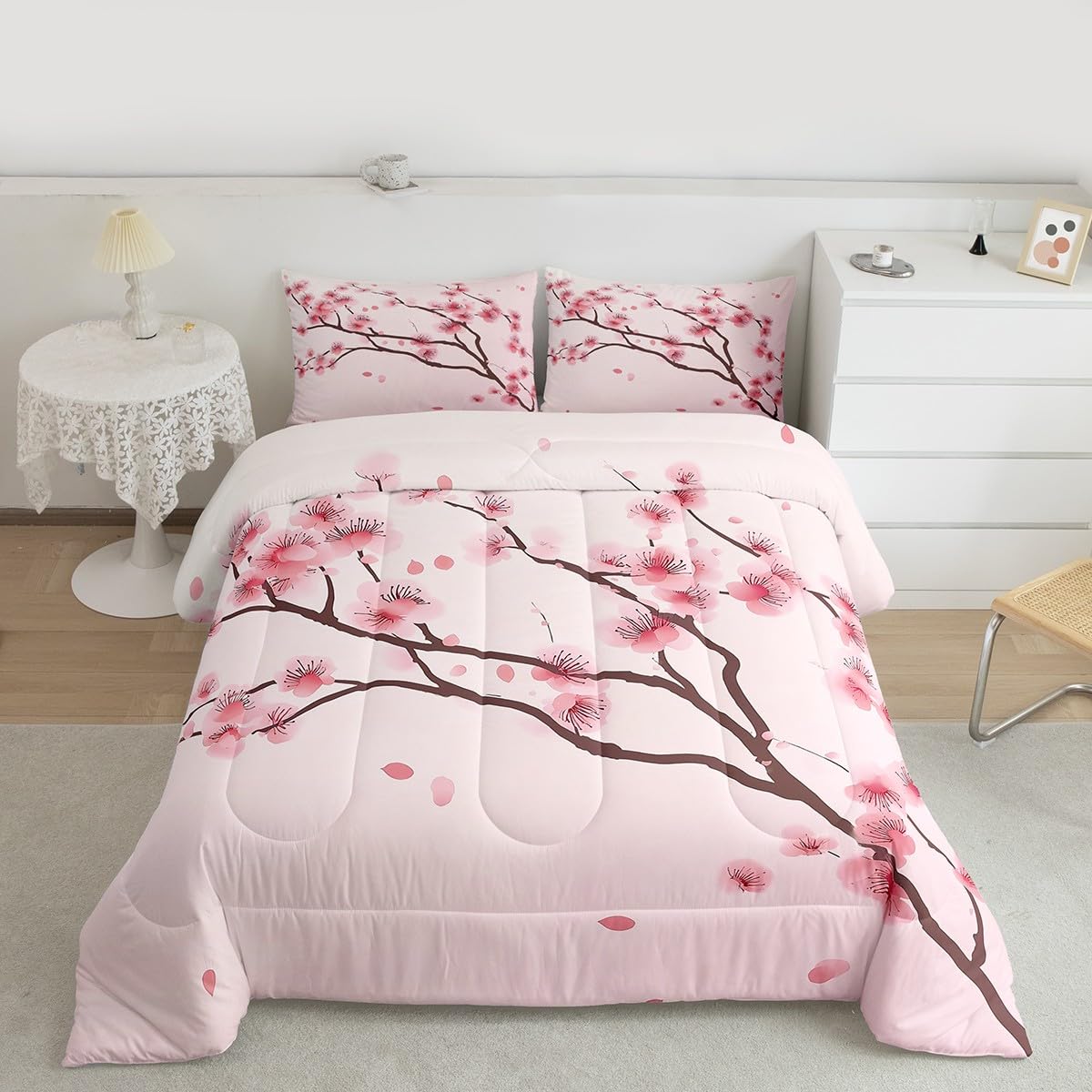 Erosebridal Girls Unicorn Comforter Set Twin Girls Bedding Set Cute Rainbow Unicorn Print Down Comforter Kids Cartoon Kawaii Duvet Insert Galaxy Stars Fantasy Room Decor Children Reversible Purple