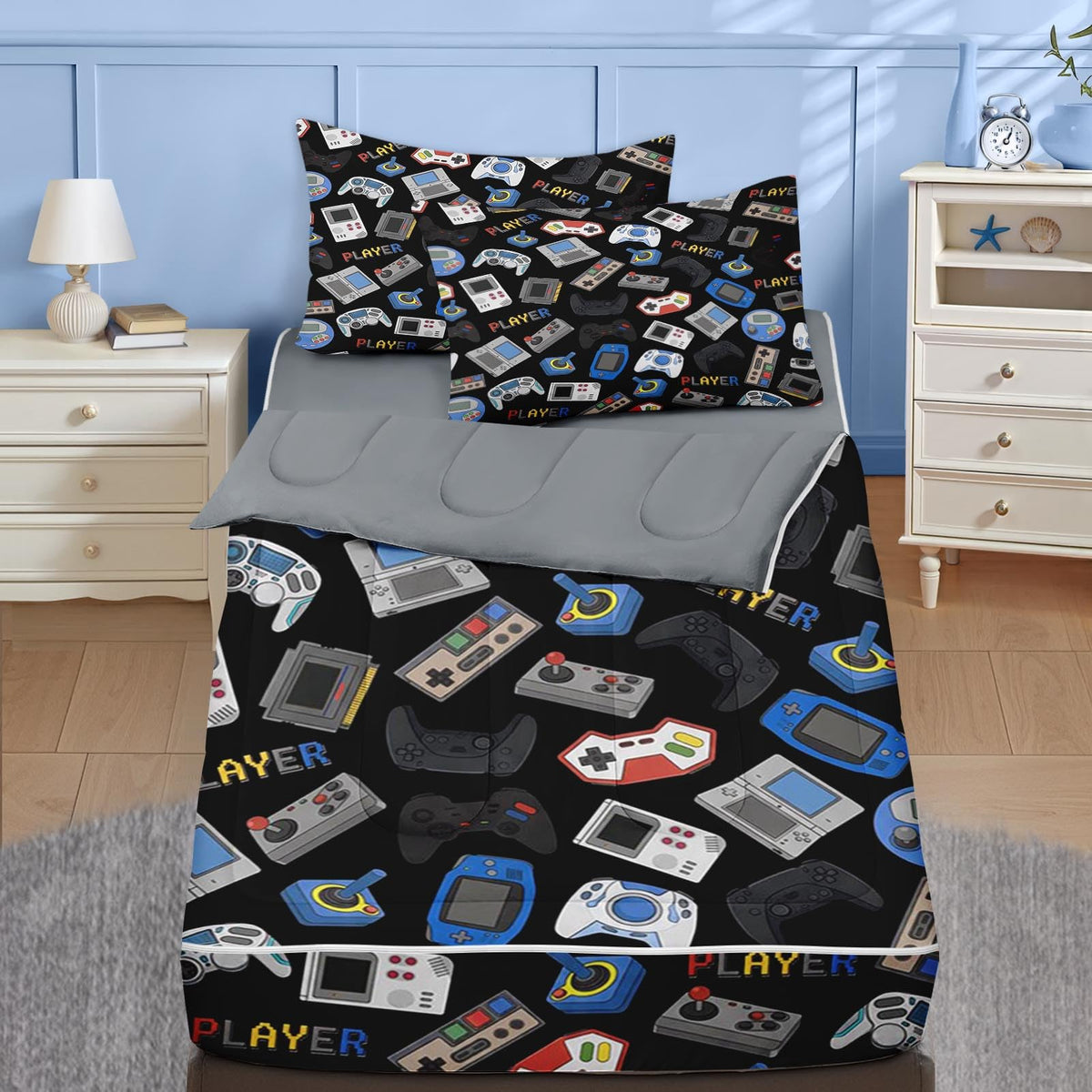 Nesker Dinosaur Twin Zipper Bedding for Boys, 3-Piece-All-in-one