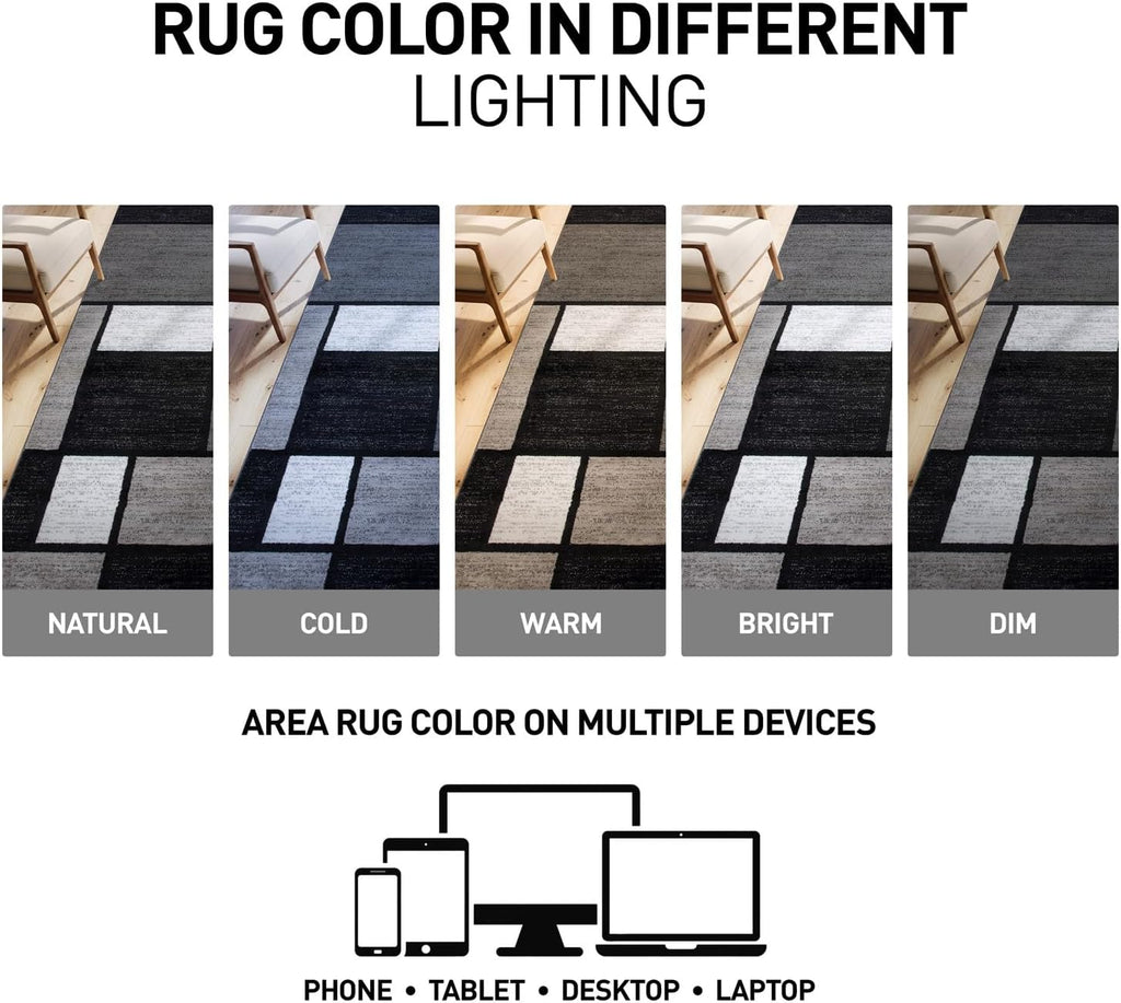Rugshop Modern Boxes Contemporary Non-Shedding Area Rug Gray 5'3" x 7'3"