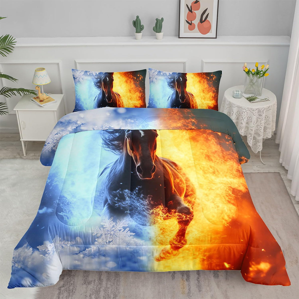Kids Comforter Set Farm Theme Printed Pattern Bedding Set with 1 Comforter and 2 Pillowcases for Girls Boys Bedroom All Season(Farm Theme01 Twin)