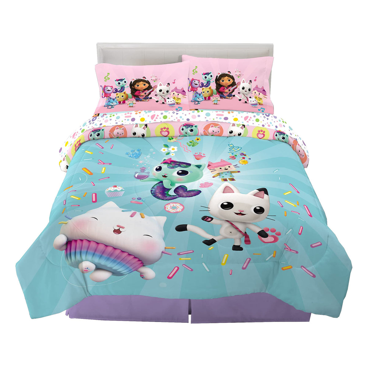 Franco Gabby's Dollhouse Kids Bedding Super Soft Microfiber Comforter and Sheet Set, 4 Piece Twin Size, (Officially Licensed Product)