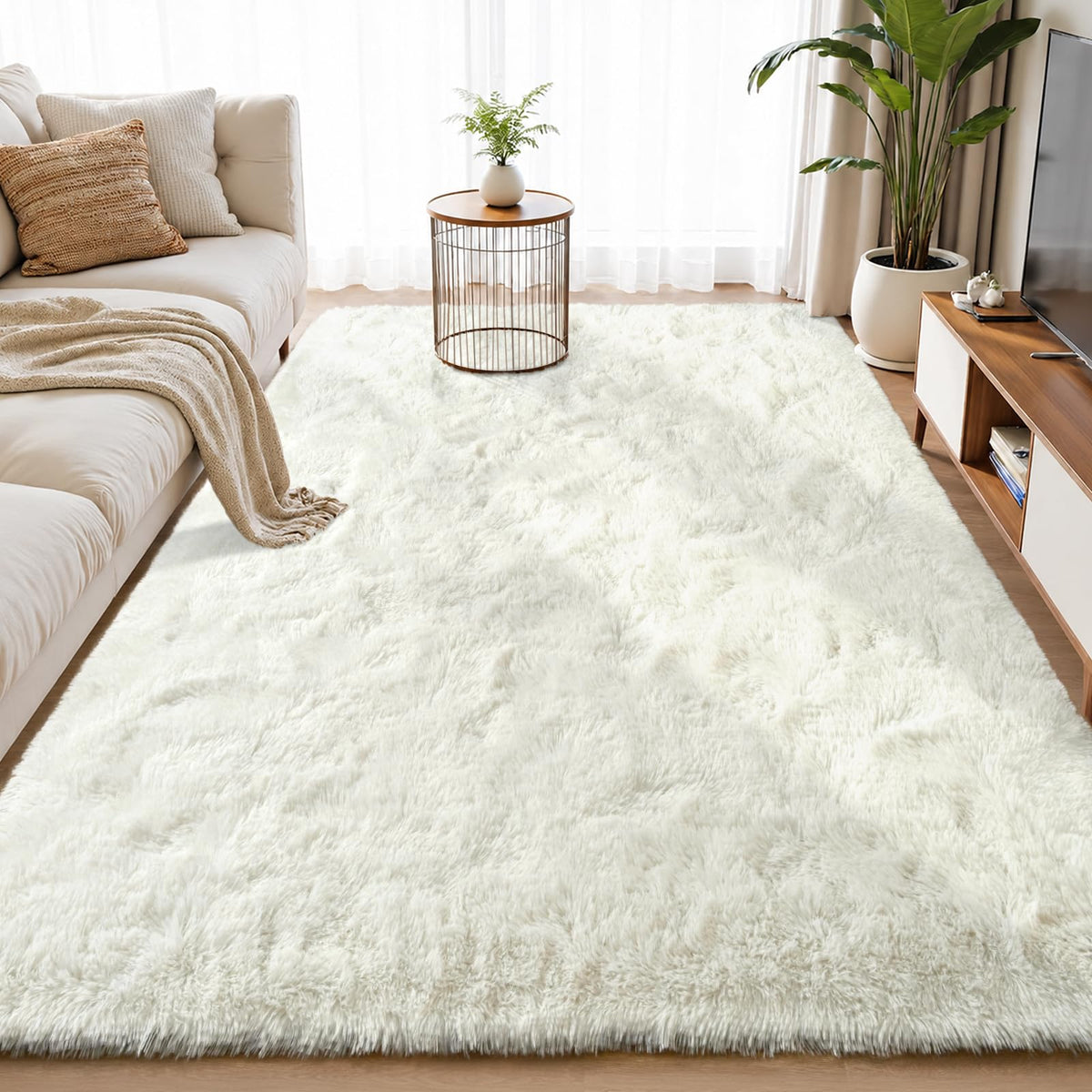 Zentavio Area Rugs for Living Room Grey Rugs for Bedroom 4x6 Carpet Fluffy Furry Soft Shag Aesthetic Plush High Pile Gray Throw Rug for Nursery Kids Room Dorm