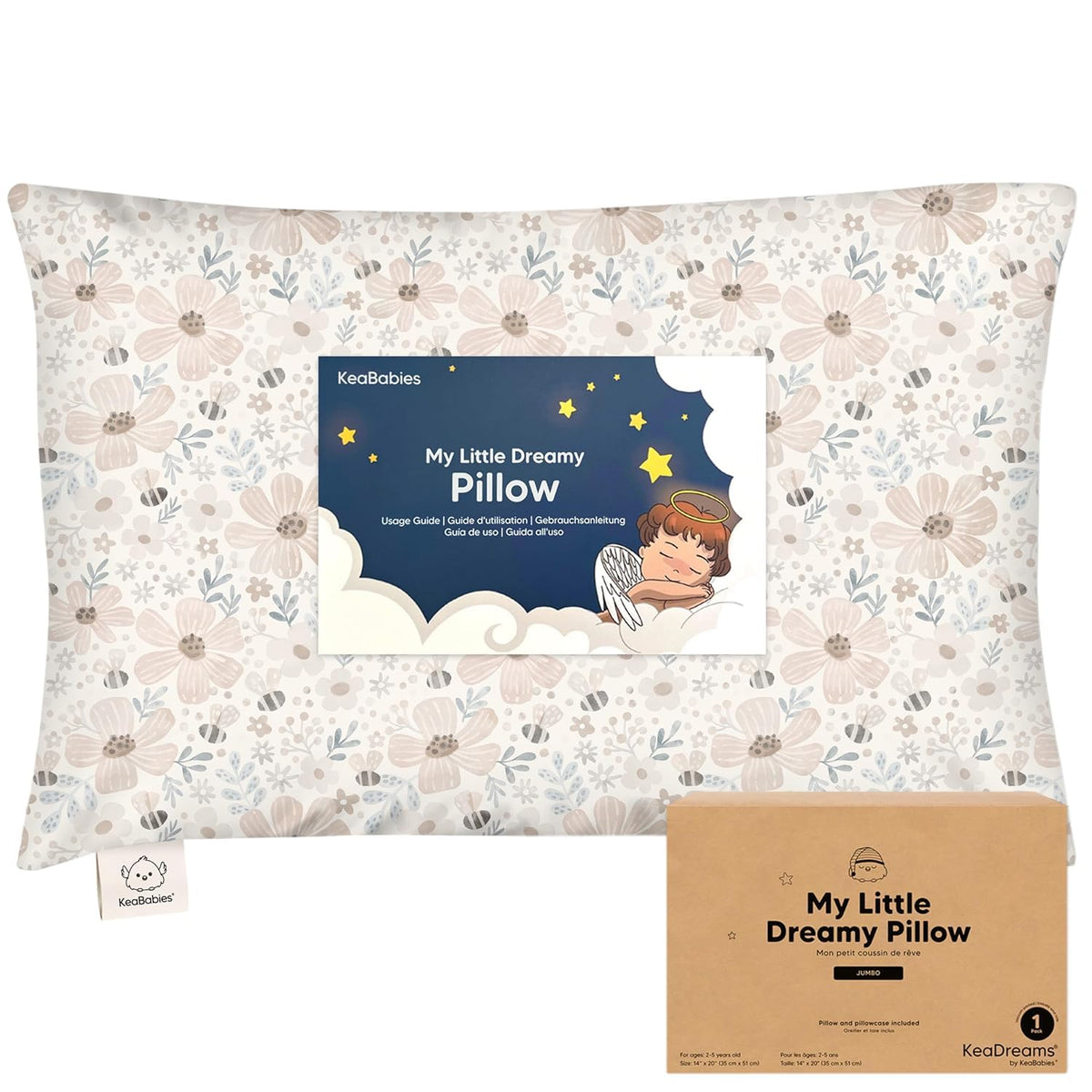 KeaBabies Organic Toddler Pillow with Pillowcase, Jumbo 14X20 (KeaFriends)