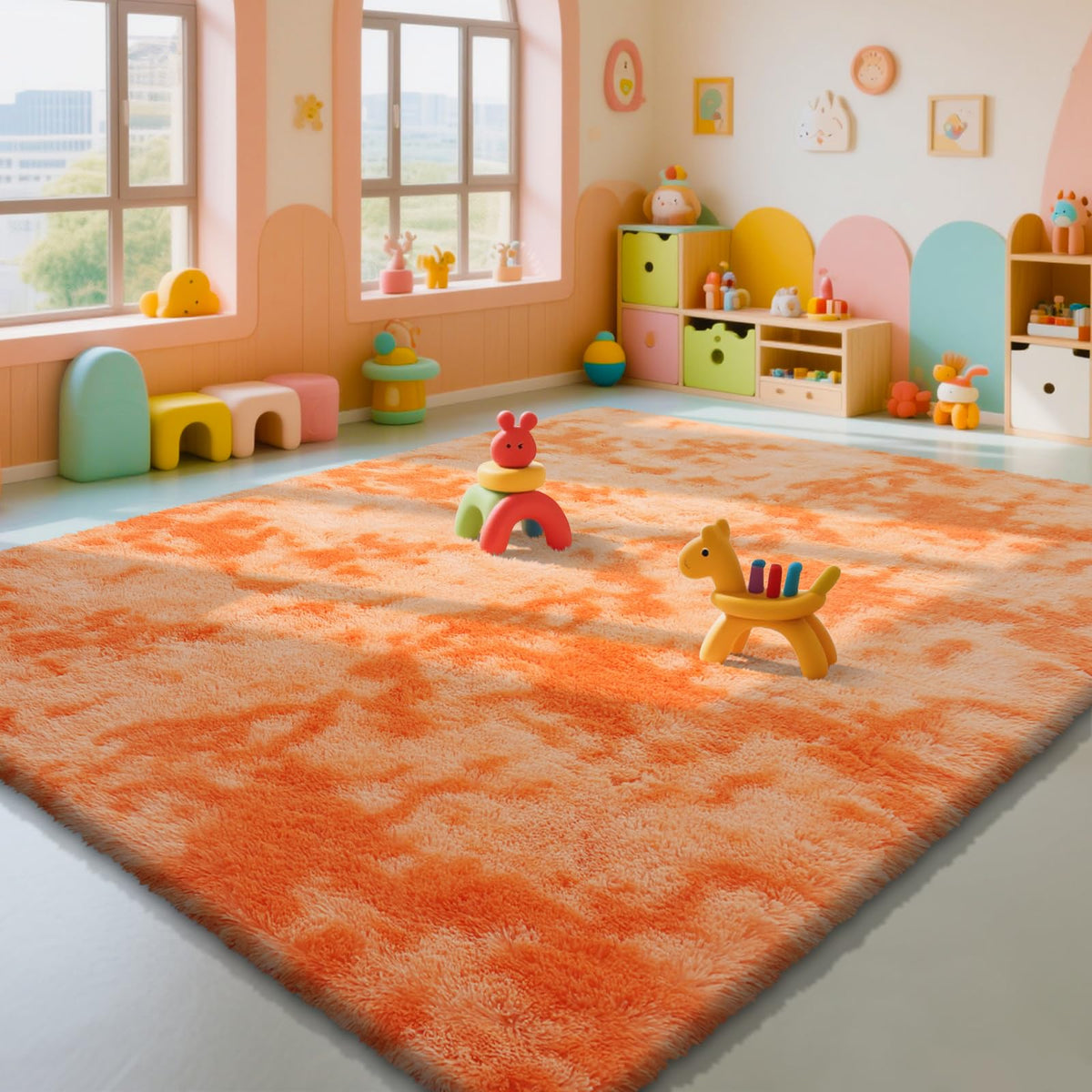 4x6 Beige Rug for Bedroom, Fluffy Shag Area Rug Small Rug Bedroom Carpet