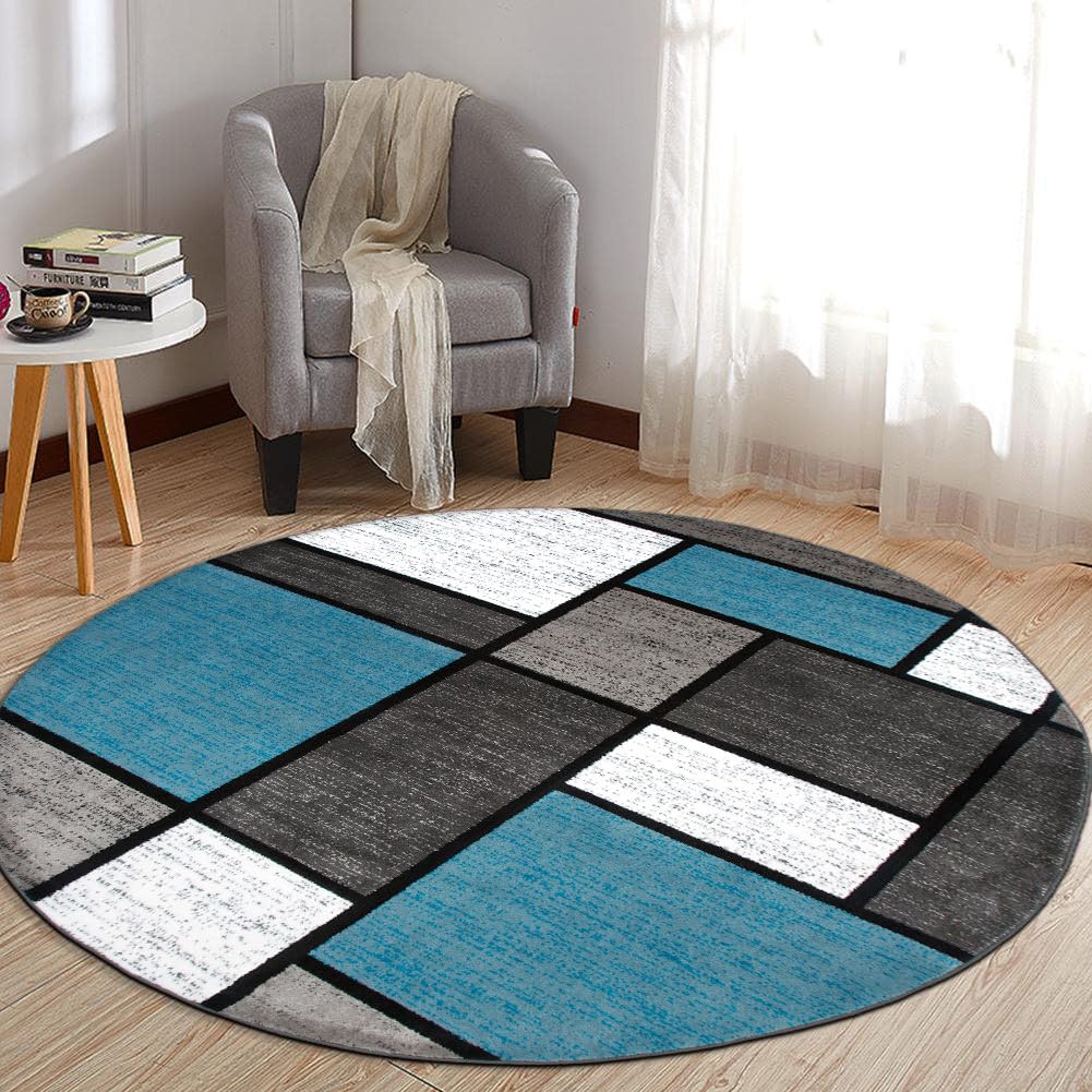 Rugshop Modern Boxes Contemporary Non-Shedding Area Rug Gray 5'3" x 7'3"