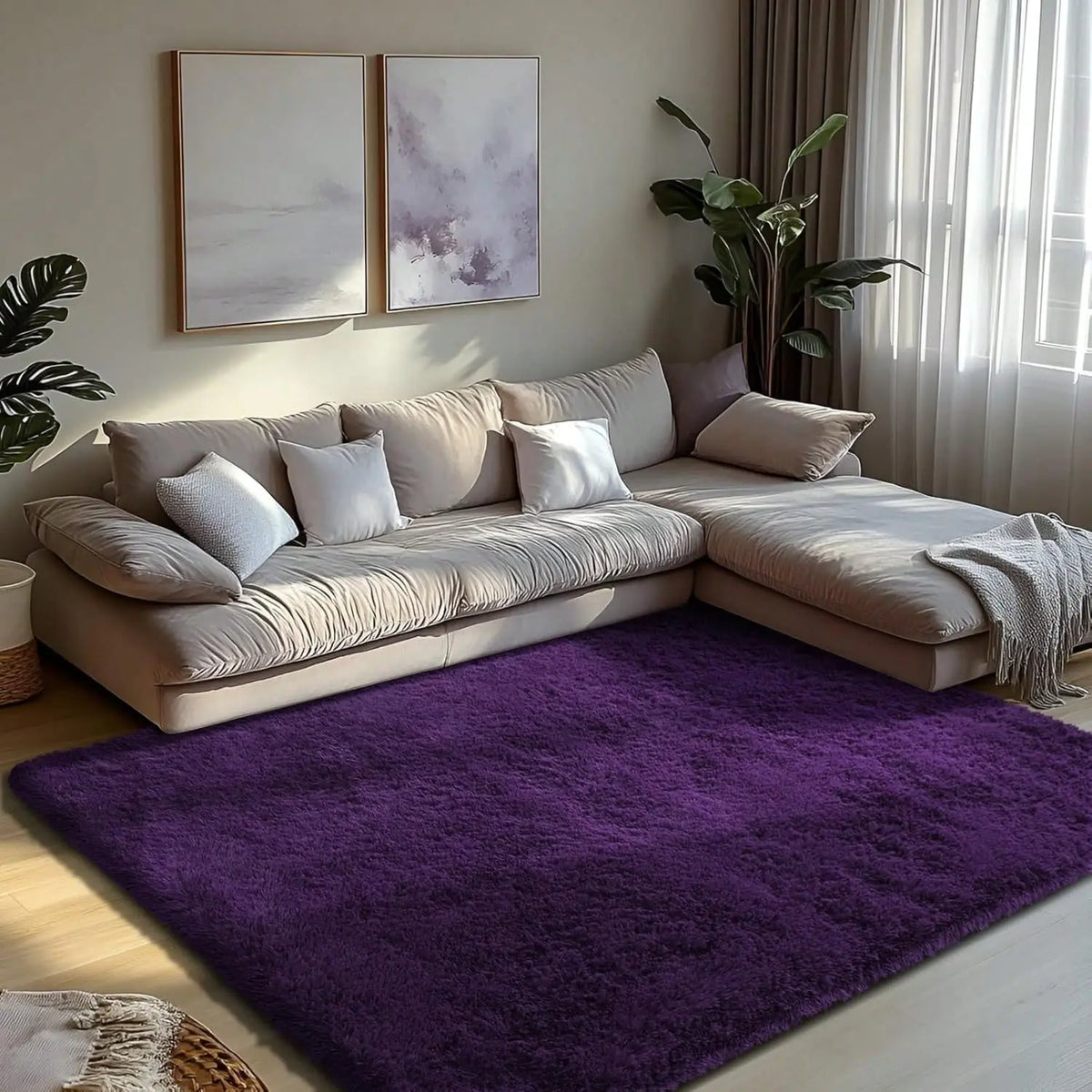 AILYEI Soft Shag Rugs For Bedroom, Burgundy Red Fluffy Shaggy Rugs For Living Room Nursery, Luxury Modern Plush Carpet Girls Boys Kids Room Dorm Indoor Home Decor, Upgrade Non-Slip