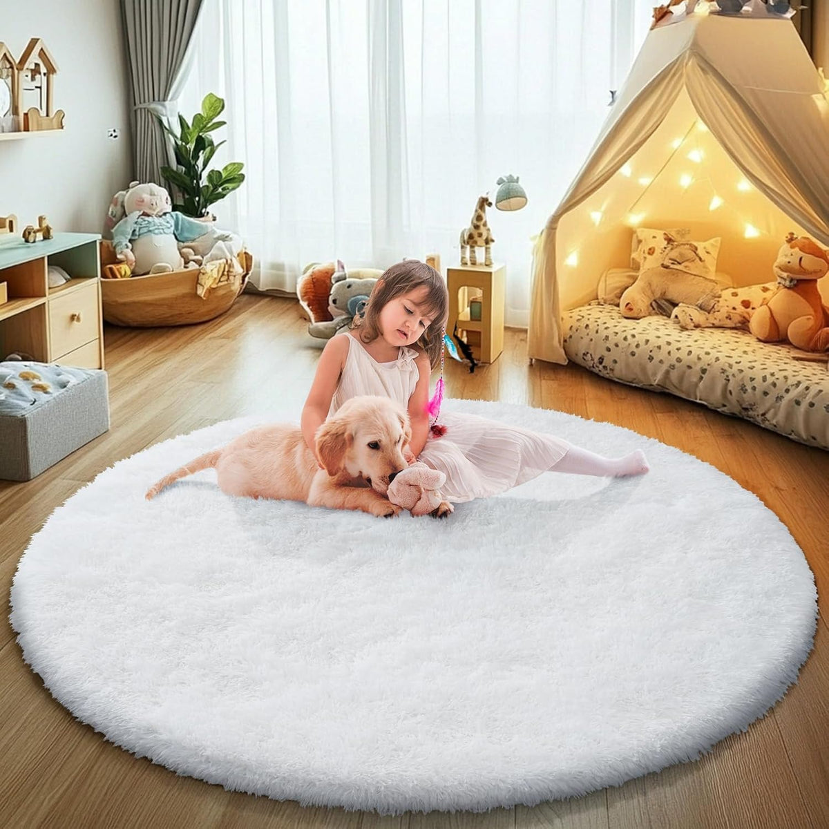 5x8 Shag Area Rug for Bedroom,Grey and Black Fluffy Rugs for Living Room