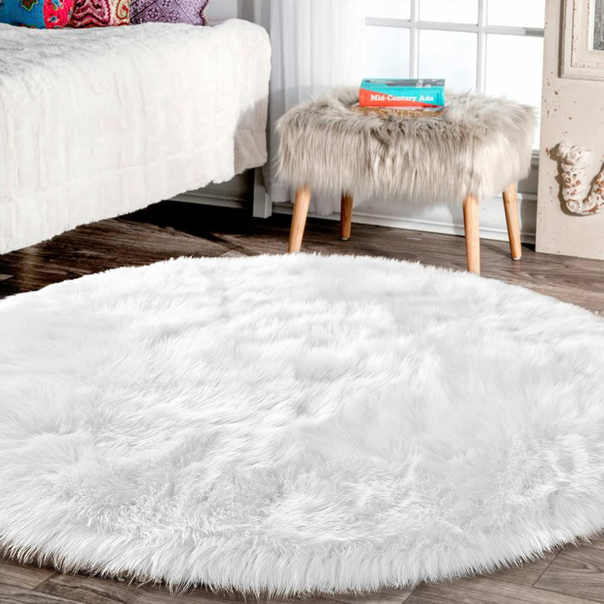Latepis White Faux Fur Sheepskin Rug 4x6 for Living Room, Fuzzy Rugs Fluffy Washable Rug for Bedroom, Playroom, Luxury Room Decor, Rectangle