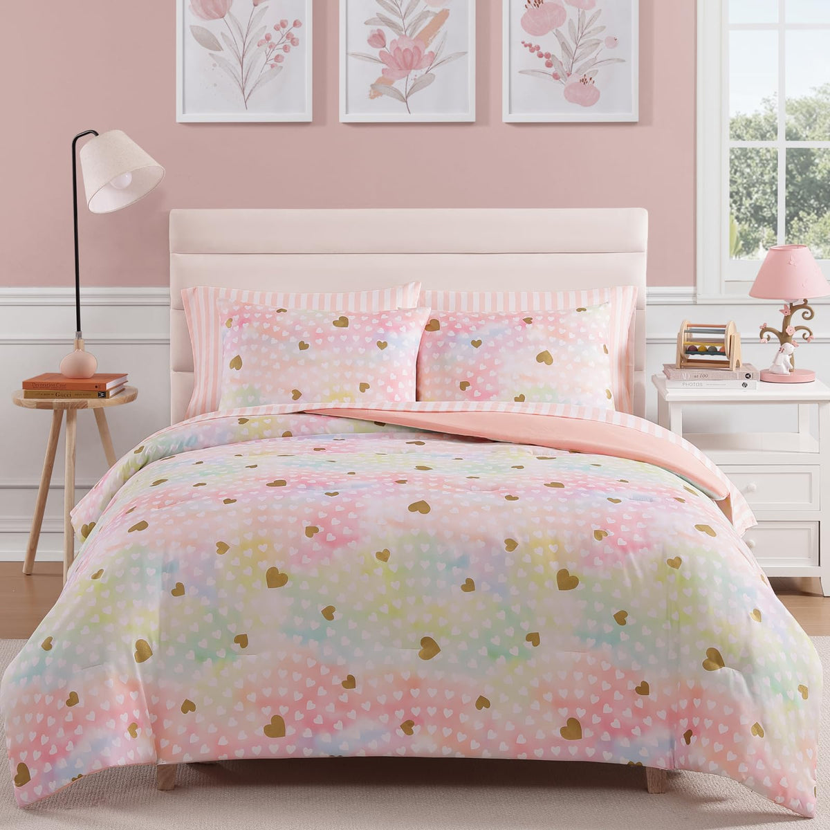 Twin Comforter Set with Sheets for Girls-5 Pieces Twin Bedding Sets