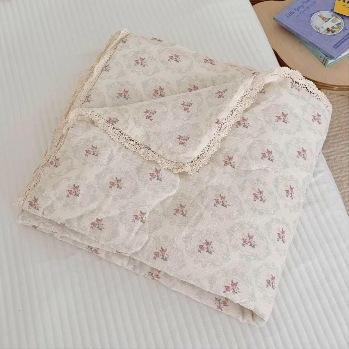 BuLuTu Carmine Flower Blanket for Girls Boys Muslin Cotton Toddler Quilt Kid Bed Soft Toddler Blankets Child Teen Bedding Decor Birthday Gifts, Camellia Pattern, 47x59 Inches
