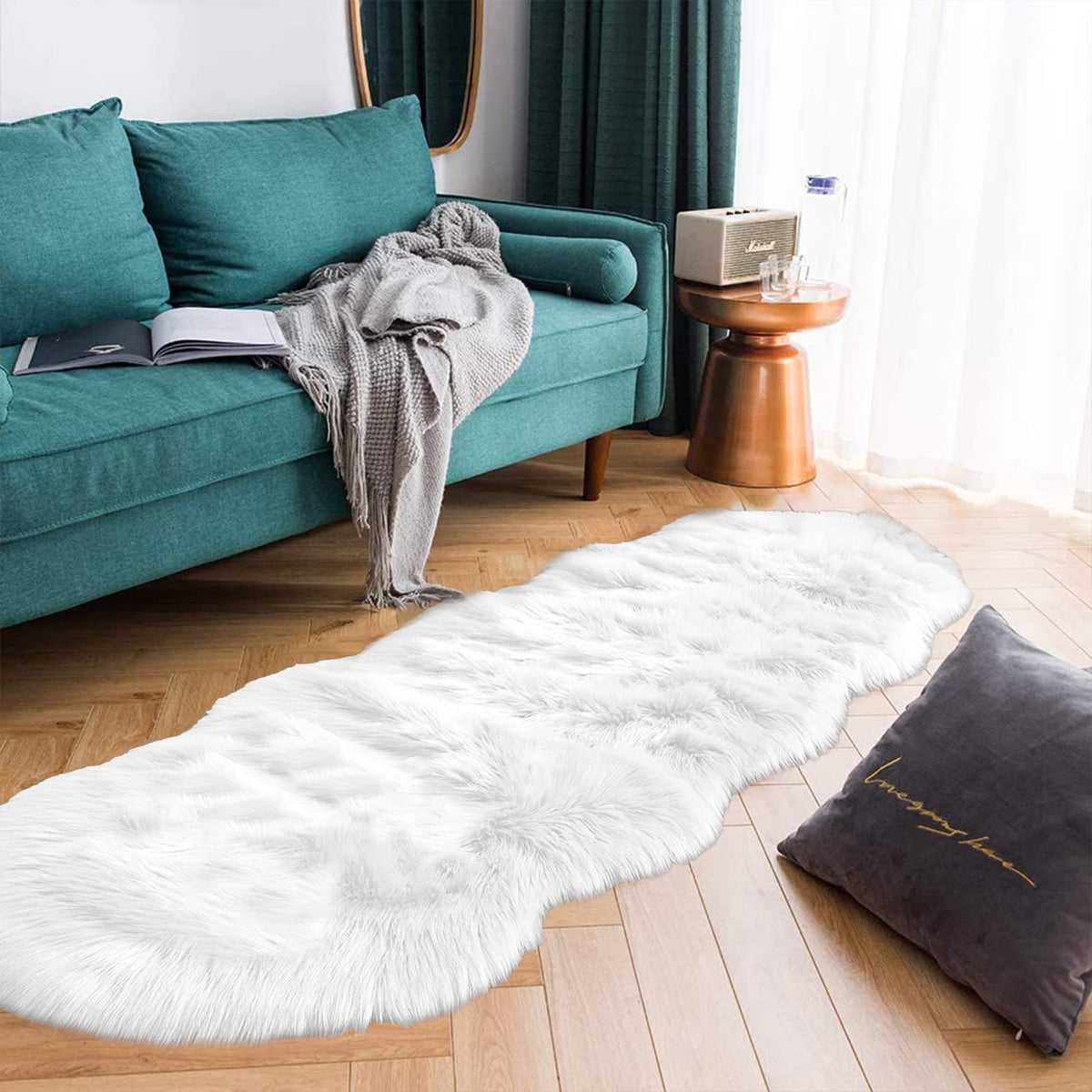 Latepis White Faux Fur Sheepskin Rug 4x6 for Living Room, Fuzzy Rugs Fluffy Washable Rug for Bedroom, Playroom, Luxury Room Decor, Rectangle