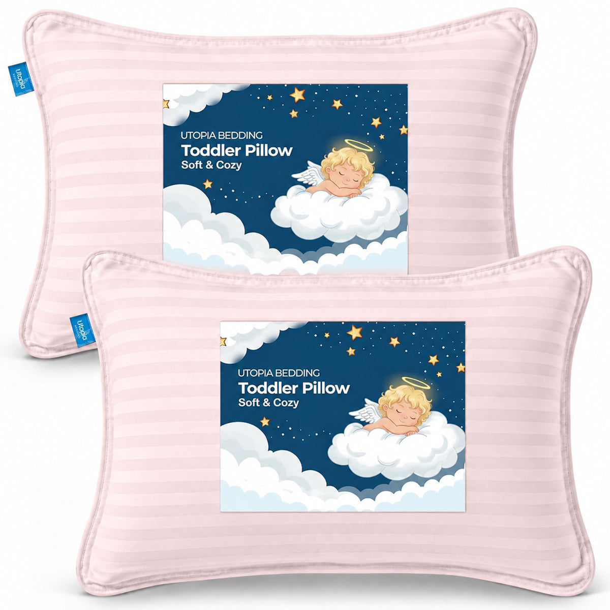 Utopia Bedding Toddler Pillow 2 Pack, Cotton Blend Shell 13x18 Inch, White