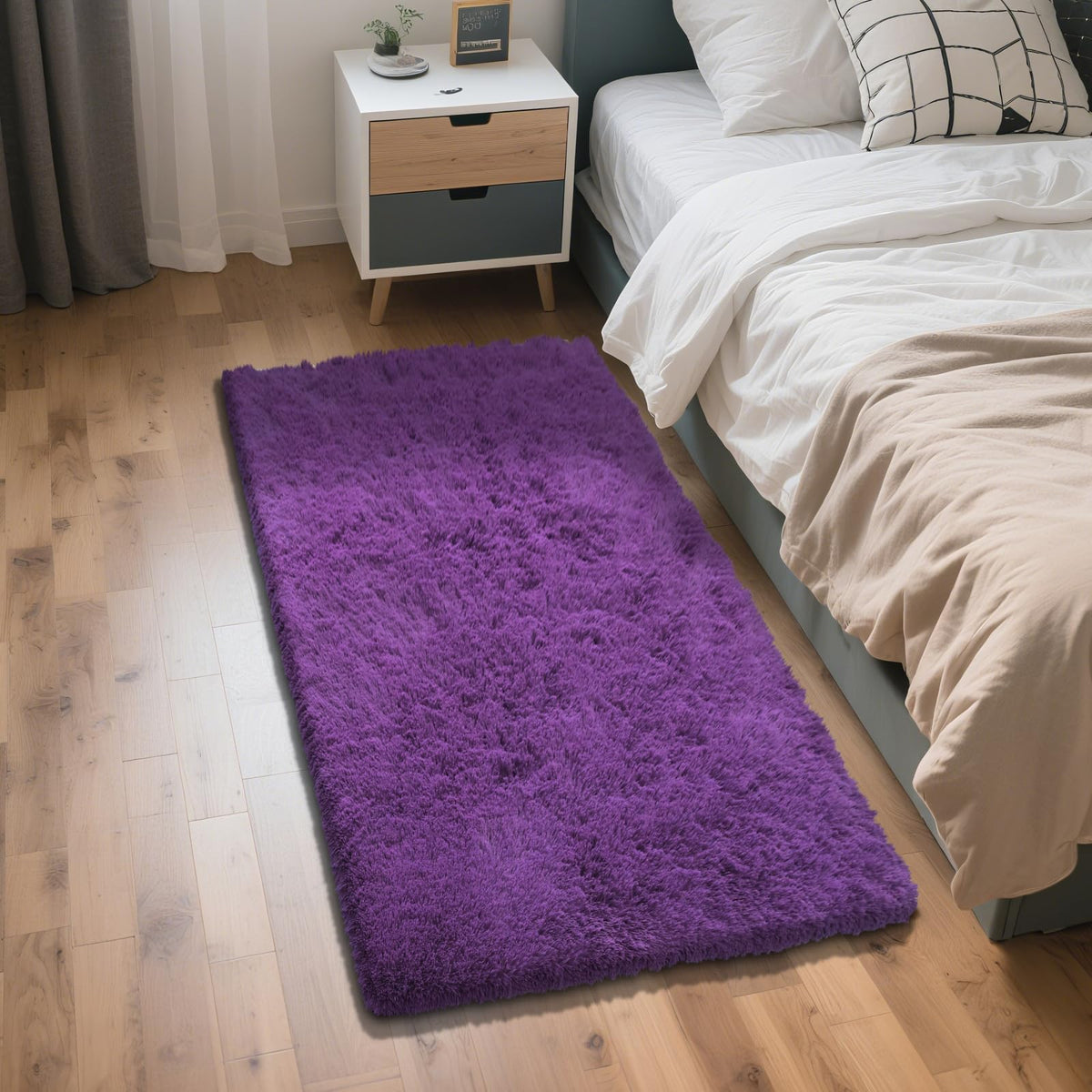 4x6 Beige Rug for Bedroom, Fluffy Shag Area Rug Small Rug Bedroom Carpet
