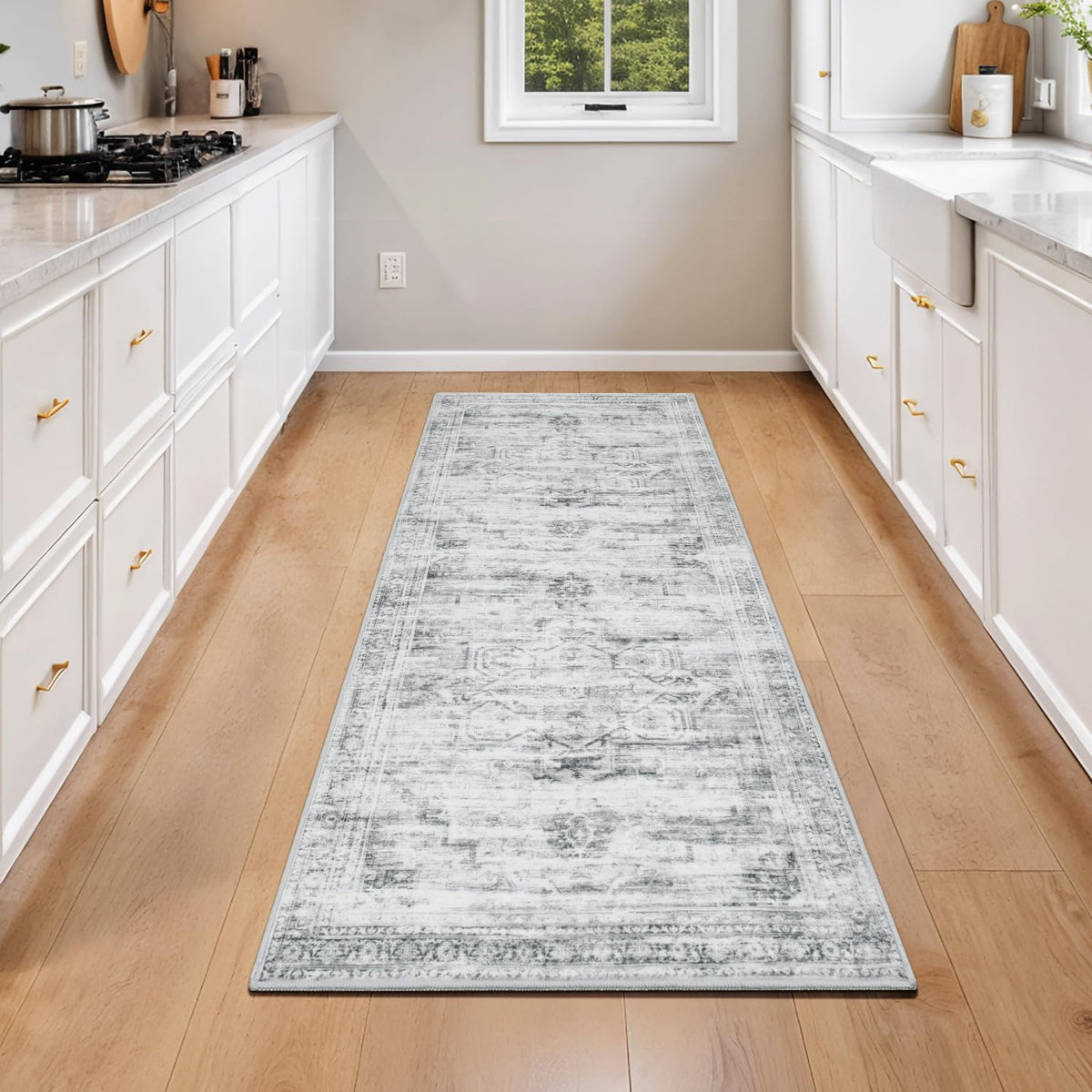 9x12 Area Rugs for Living Room, Large Washable Rug, Brown/Grey