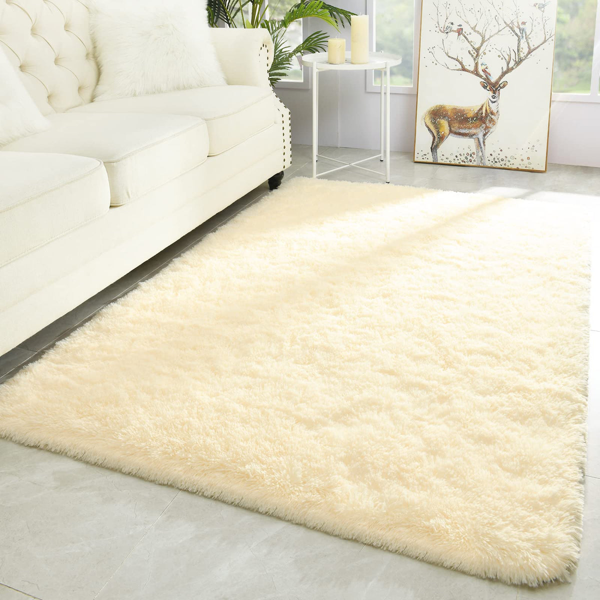 Merelax Soft Area Rug for Livingroom Bedroom, Machine Washable 4x6 Black Rugs Fluffy Shaggy Bedside Rug, Non Slip Indoor Carpet for Nursery Kids Room Home Decor Aesthetic