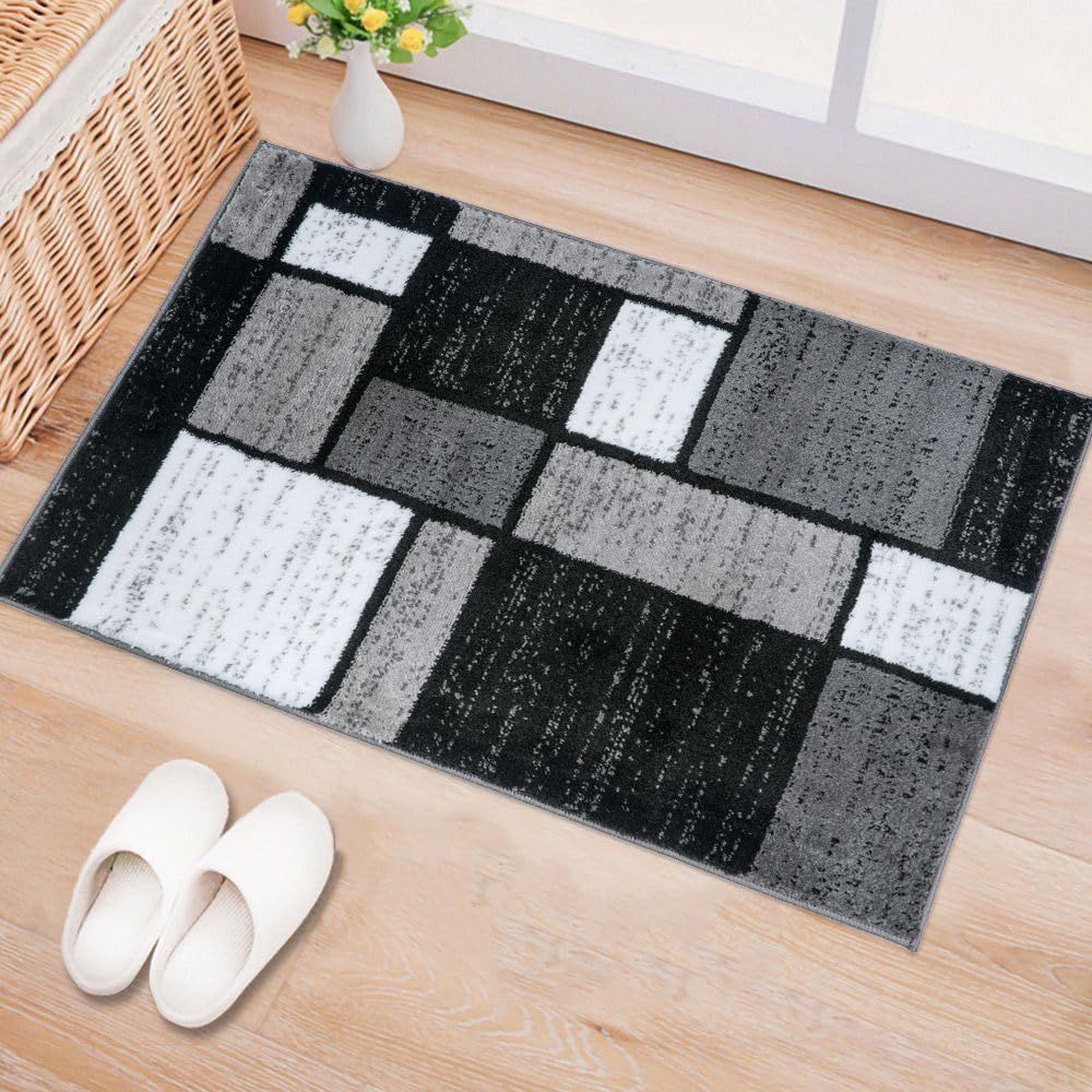Rugshop Modern Boxes Contemporary Non-Shedding Area Rug Gray 5'3" x 7'3"