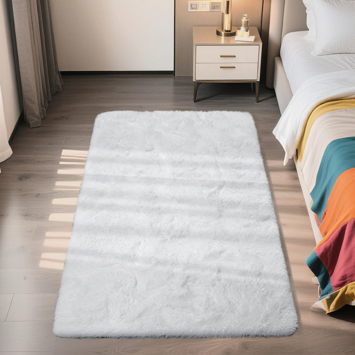 5x8 Shag Area Rug for Bedroom,Grey and Black Fluffy Rugs for Living Room