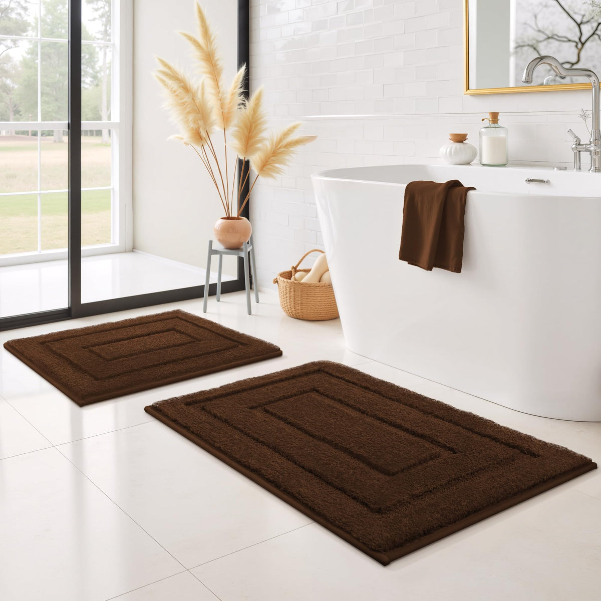 GRANNY SAYS Gray Bathroom Rug 16" x 24", Non-Slip Microfiber Bath Mat