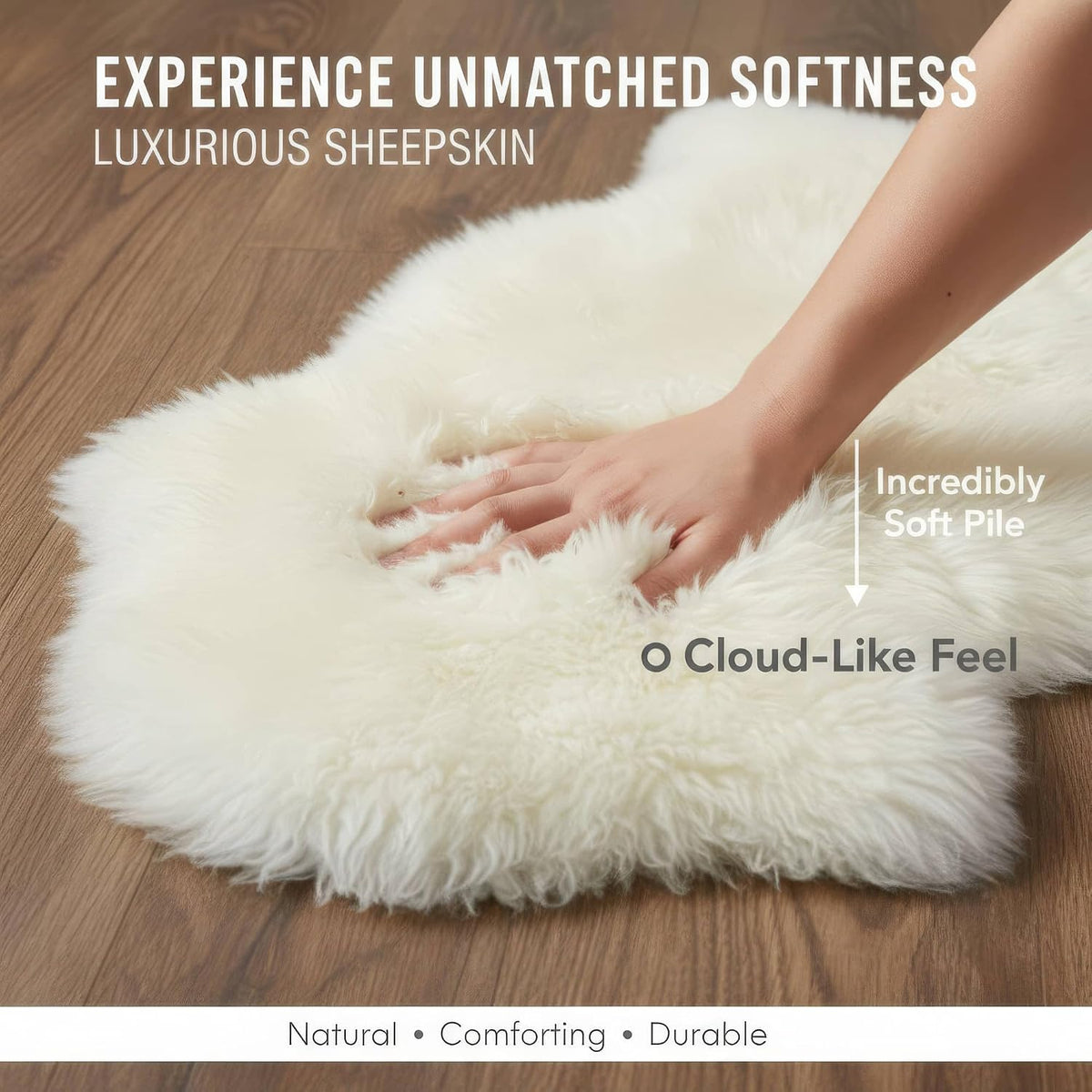 Genuine Sheepskin Rug & Chair Cover Ivory 2X3 Real Fur Throw for Bedroom