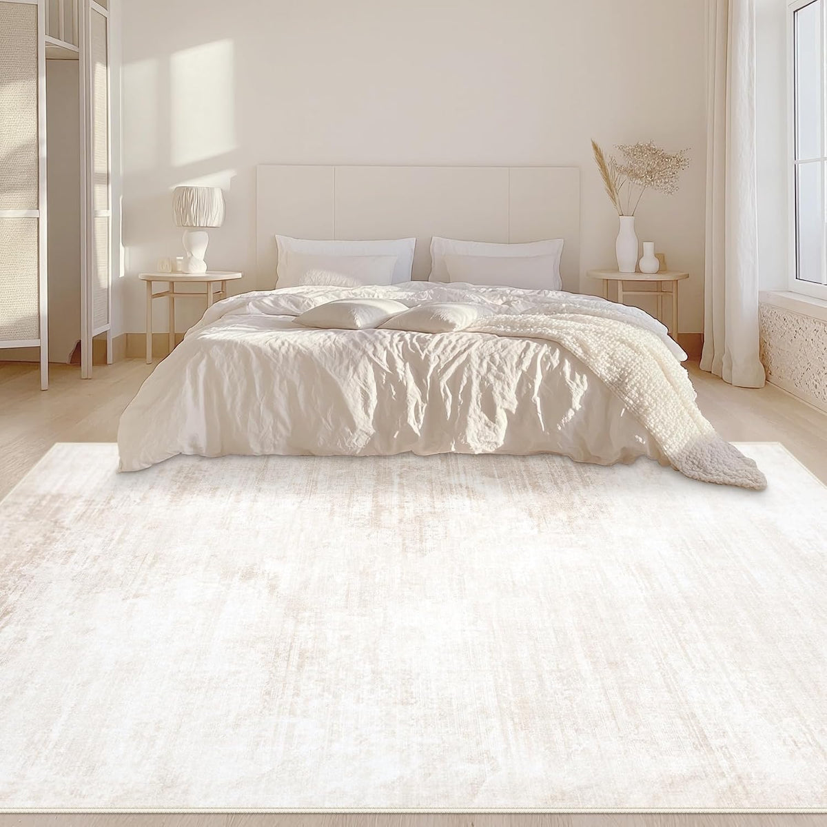 Area Rugs 5x7 Living Room: Washable Rug Modern Abstract Large Rug Soft Non Slip Neutral Rugs Stain Resistant Indoor Carpet for Bedroom Kitchen Dining Room Table Nursery Home Office Rugs(Beige,5'x7')
