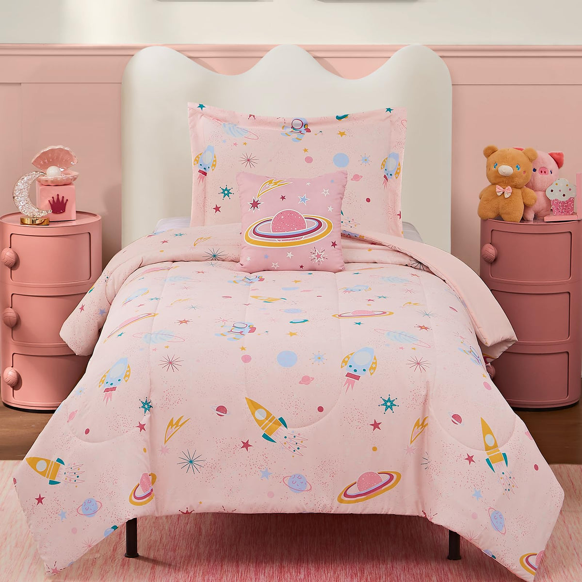 Twin Comforter Set for Girls-3 Pieces Mermaid Glow in the Dark Bedding Sets