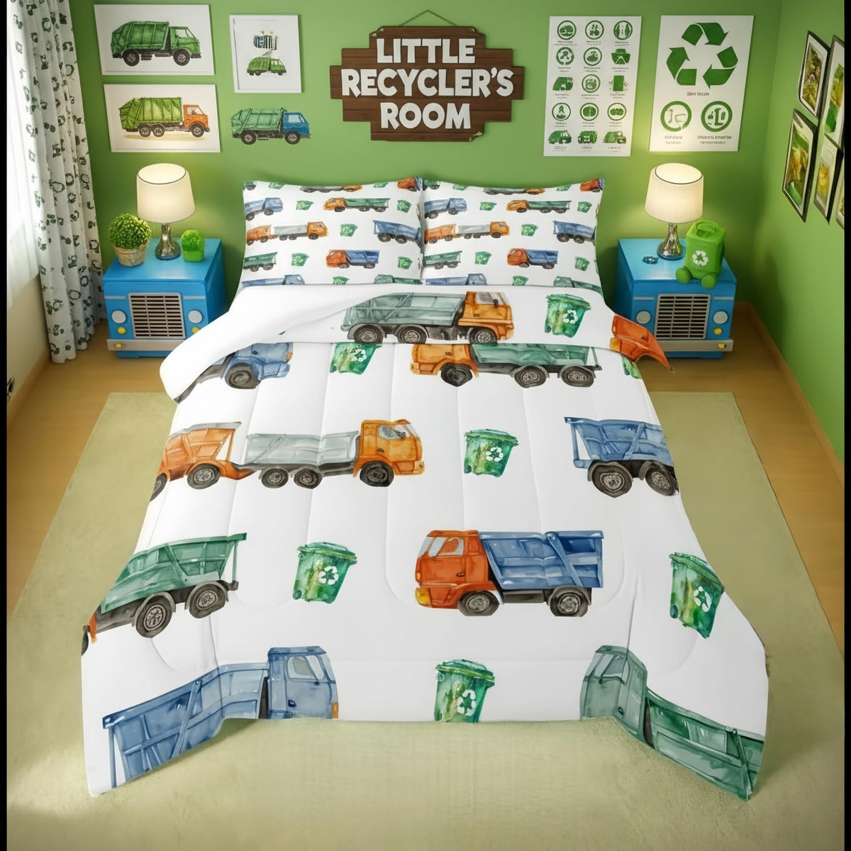 Erosebridal Cartoon Train Comforter Set Twin Kids Bedding for Boys Girls