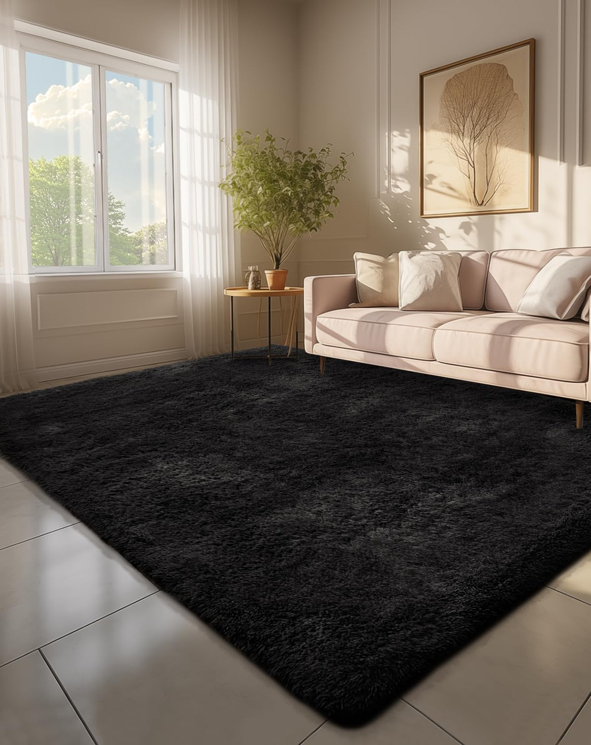 Ophanie Area Rugs for Bedroom, Christmas Upgrade Non-Slip Ivory Fluffy Soft Shag Living Room Carpet, Indoor Floor 4x6 Fuzzy Shaggy Plush Nursery Rug for Kids Dorm Decor with Over 99 pcs Pile fibers