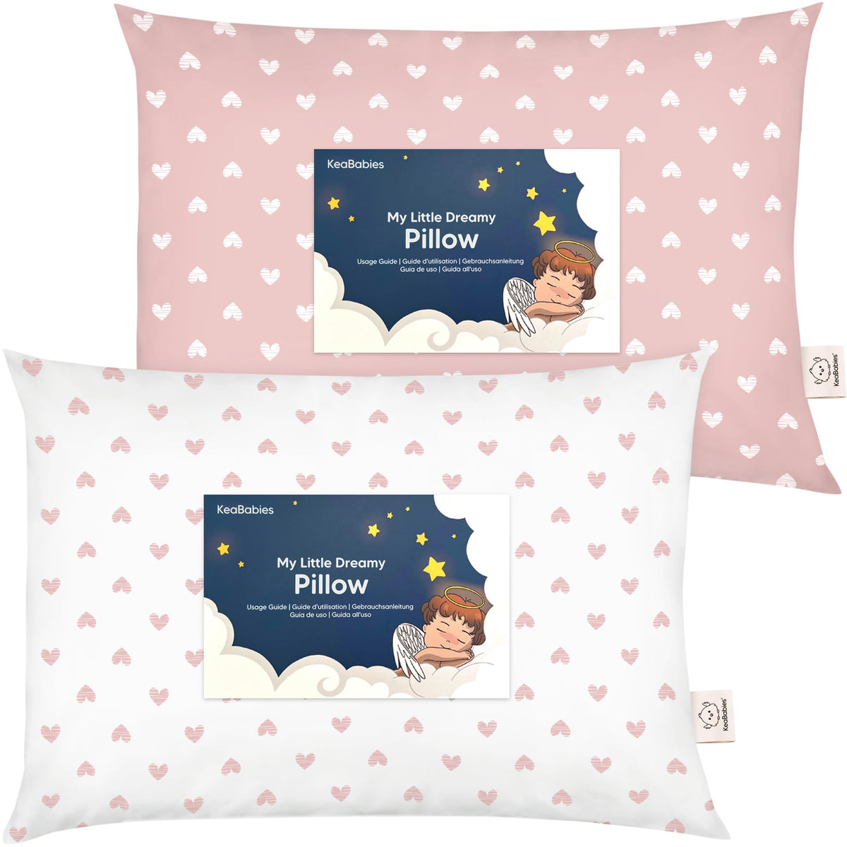 KeaBabies 2pk Toddler Pillows 2 Year Old to 5,14x20 Kids Pillow(Soft White)
