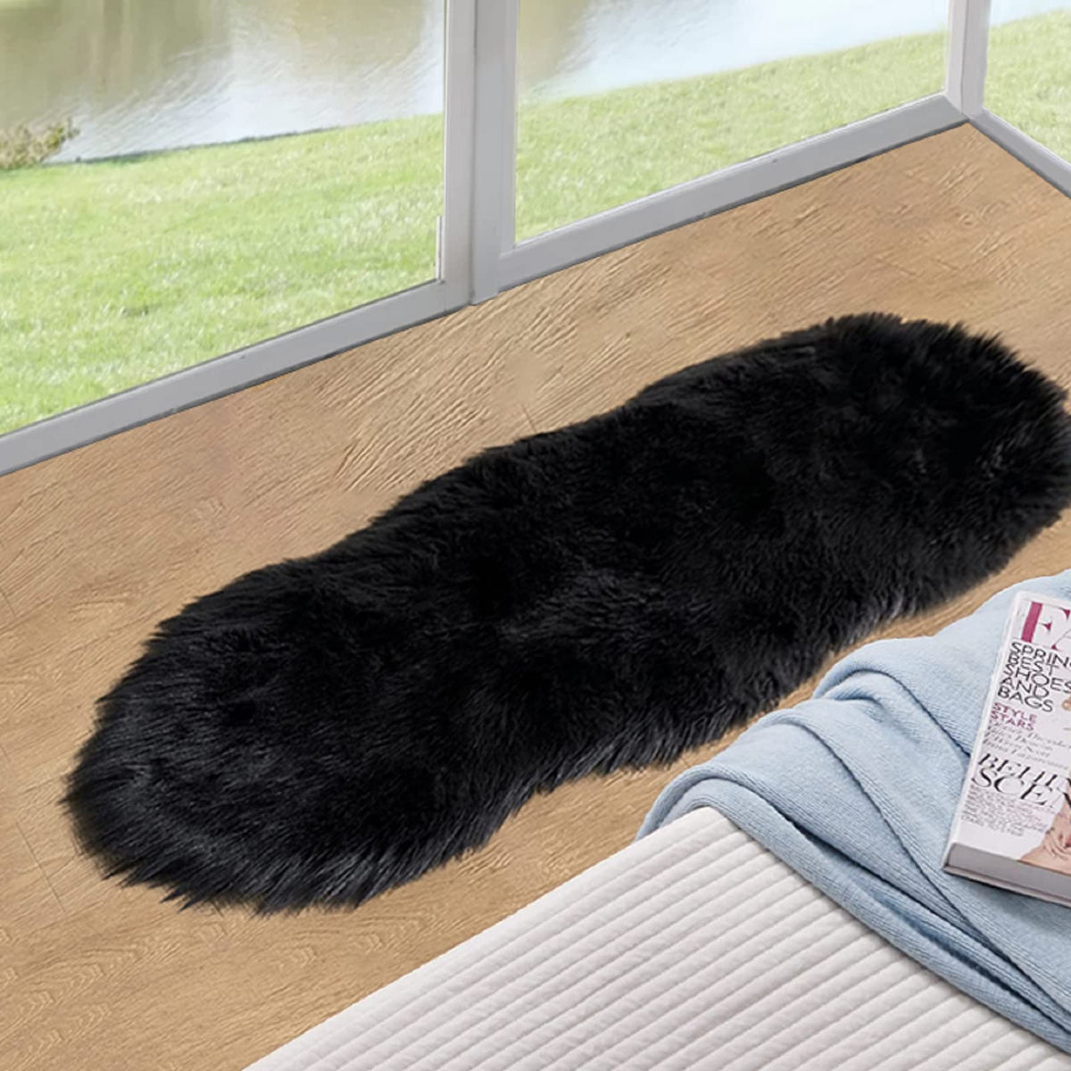 ORINOVA White Faux Sheepskin Fuzzy Fur Rugs for Bedroom Small Machine Washable Fluffy Area Rugs for Living Room 2x4 Shag Nursery Rug