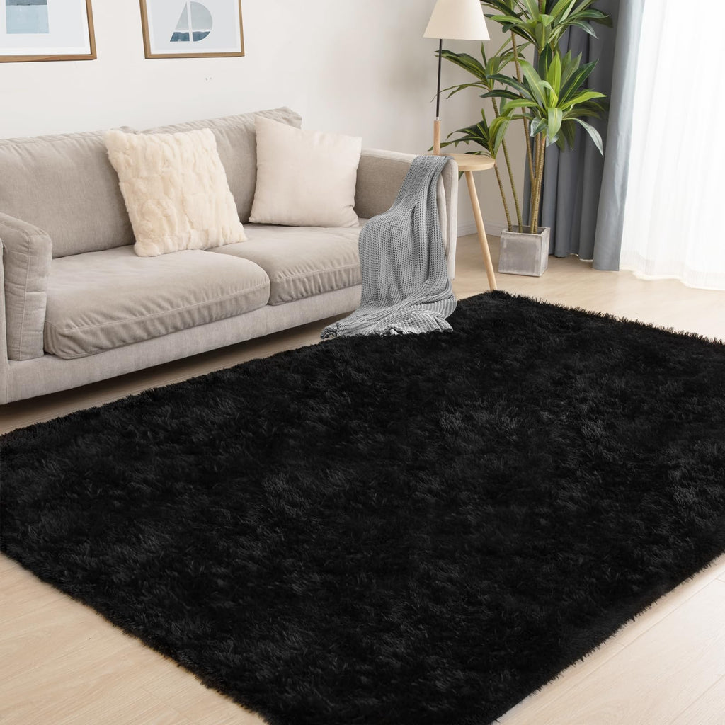 Puremy Fluffy Shag Area Rug, 4x6 Grey Rugs for Bedroom, Soft Plush Area Rugs for Living Room, Non-Slip Indoor Carpet for Nursery, Study Room, Dressing Room, Home Decor