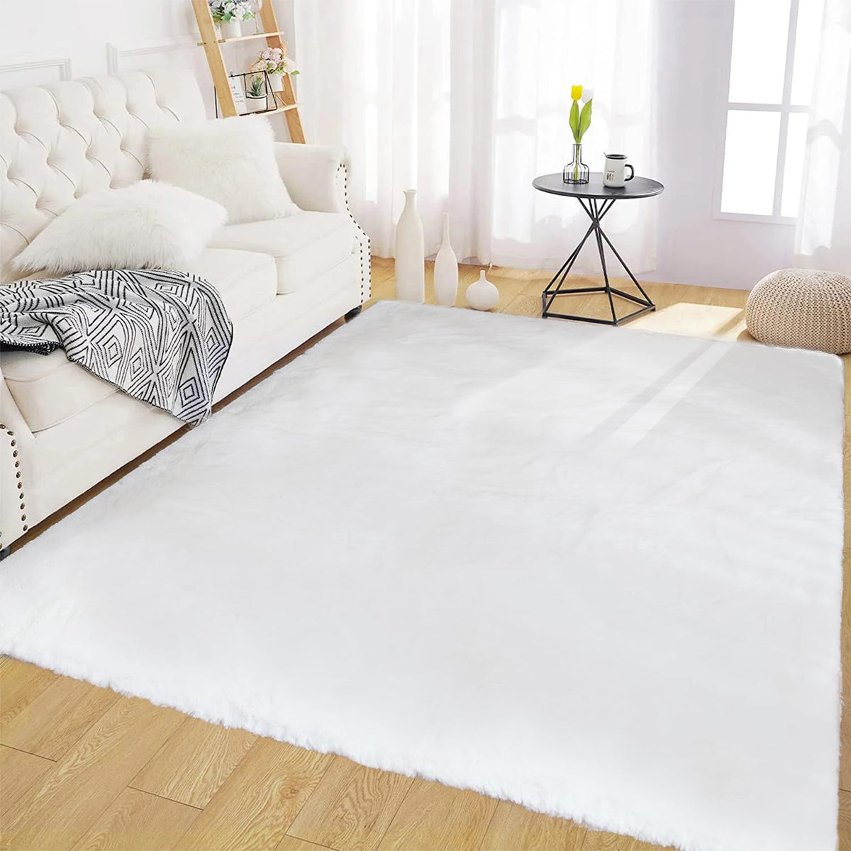 Latepis Washable Rugs 3x5 White Fluffy Shag Rug Shaggy Rug for Living Room Super Soft Area Rugs for Bedroom Nursery