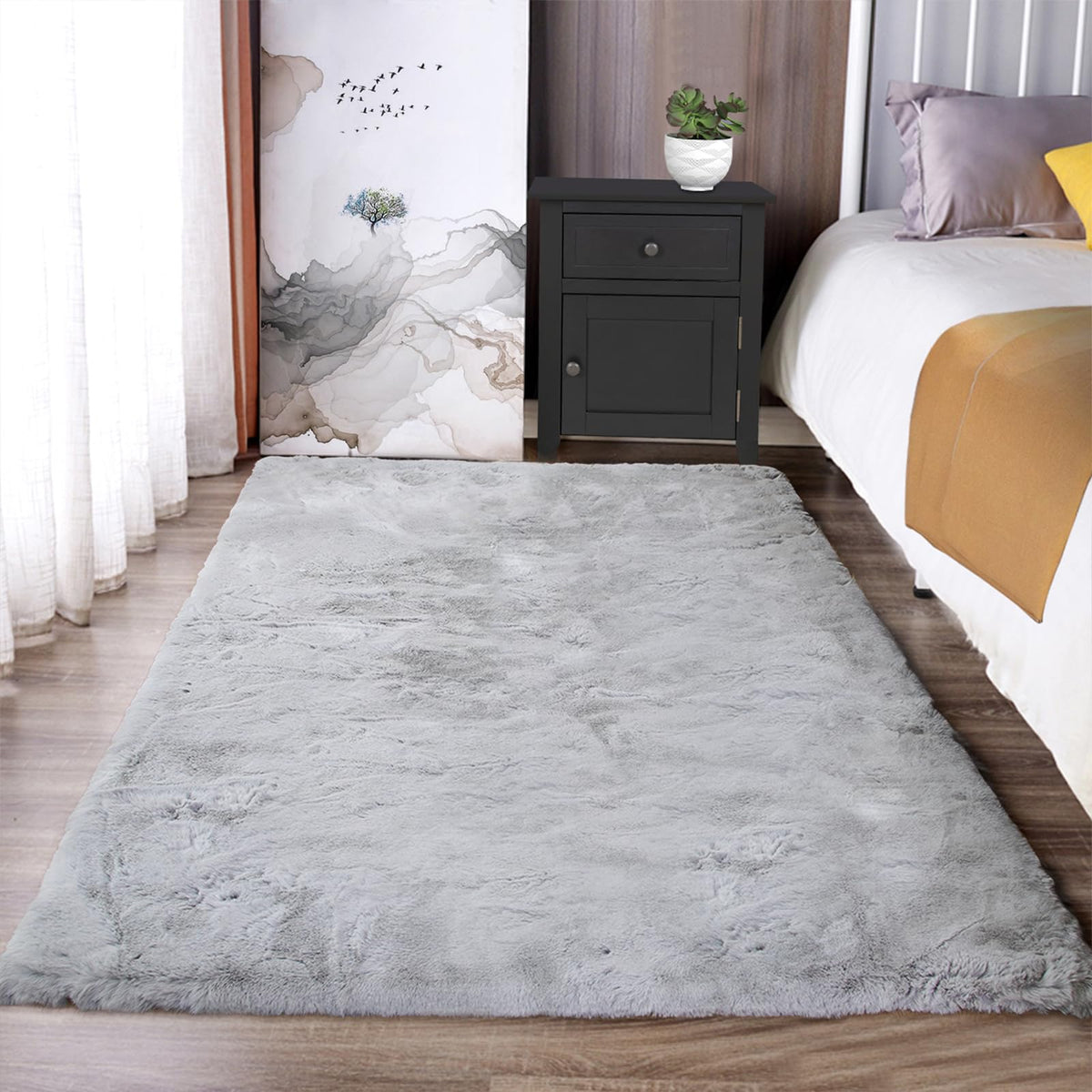 Latepis Washable Rugs 3x5 White Fluffy Shag Rug Shaggy Rug for Living Room Super Soft Area Rugs for Bedroom Nursery