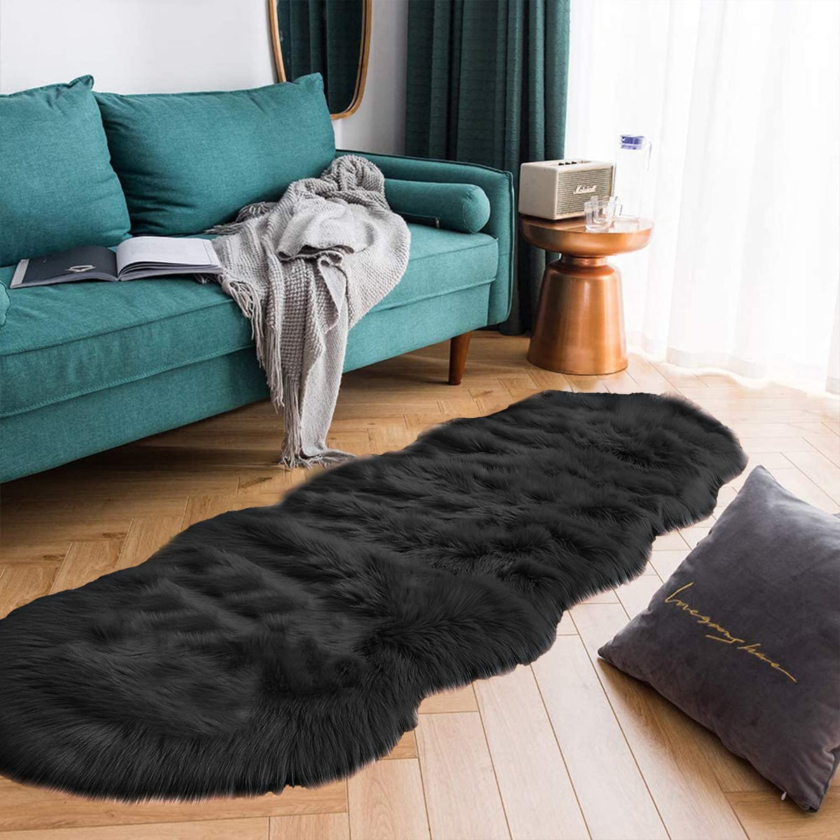 Latepis White Faux Fur Sheepskin Rug 4x6 for Living Room, Fuzzy Rugs Fluffy Washable Rug for Bedroom, Playroom, Luxury Room Decor, Rectangle