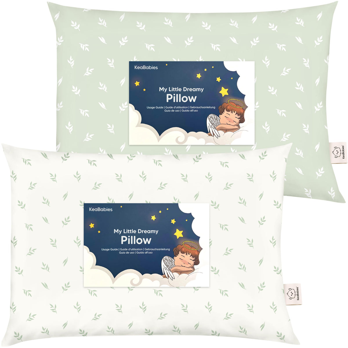 KeaBabies 2pk Toddler Pillows 2 Year Old to 5,14x20 Kids Pillow(Soft White)