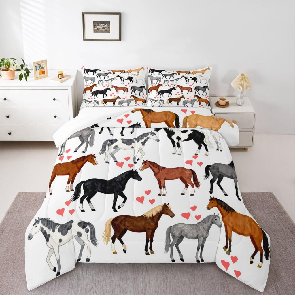 Erosebridal Girls Unicorn Comforter Set Twin Girls Bedding Set Cute Rainbow Unicorn Print Down Comforter Kids Cartoon Kawaii Duvet Insert Galaxy Stars Fantasy Room Decor Children Reversible Purple
