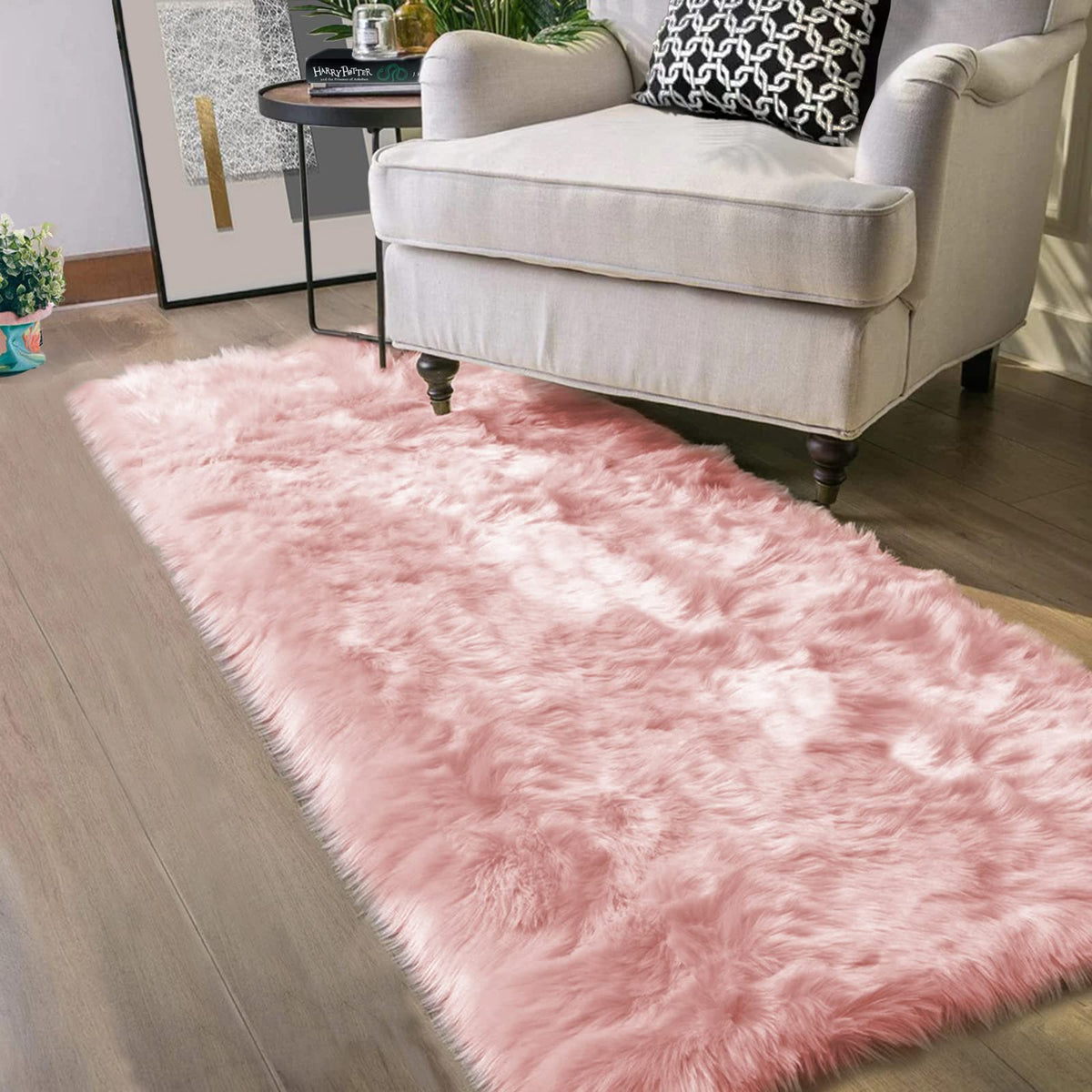Latepis White Faux Fur Sheepskin Rug 4x6 for Living Room, Fuzzy Rugs Fluffy Washable Rug for Bedroom, Playroom, Luxury Room Decor, Rectangle