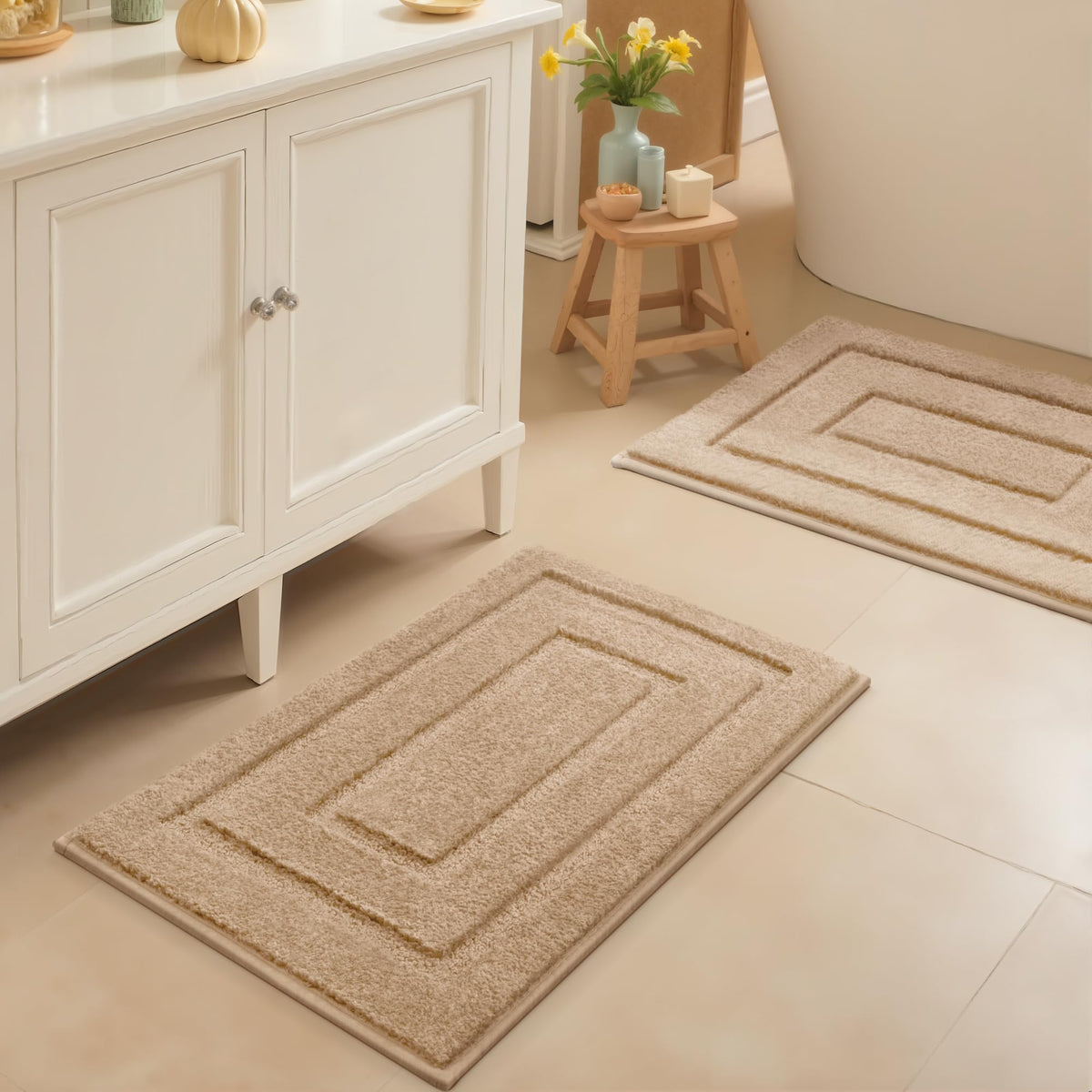 GRANNY SAYS Gray Bathroom Rug 16" x 24", Non-Slip Microfiber Bath Mat