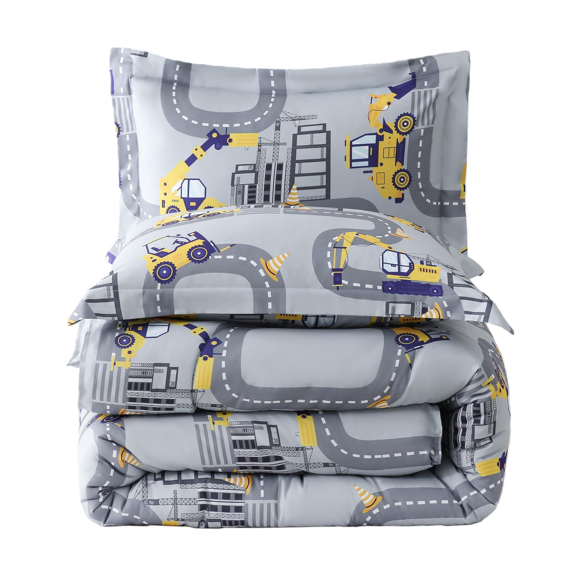 Yibeizi Kids Comforter Set for Boys Girls Full Size, Cute Quilted Woodland Forest Animal Print Fall Bedding with Pillow Sham, Lightweight Soft Breathable Machine Camping Themed Bed Set 3 Piece
