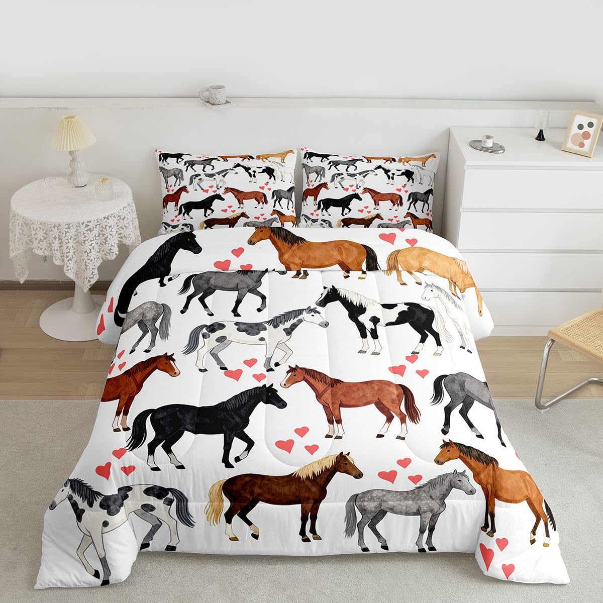 Erosebridal Girls Unicorn Comforter Set Twin Girls Bedding Set Cute Rainbow Unicorn Print Down Comforter Kids Cartoon Kawaii Duvet Insert Galaxy Stars Fantasy Room Decor Children Reversible Purple