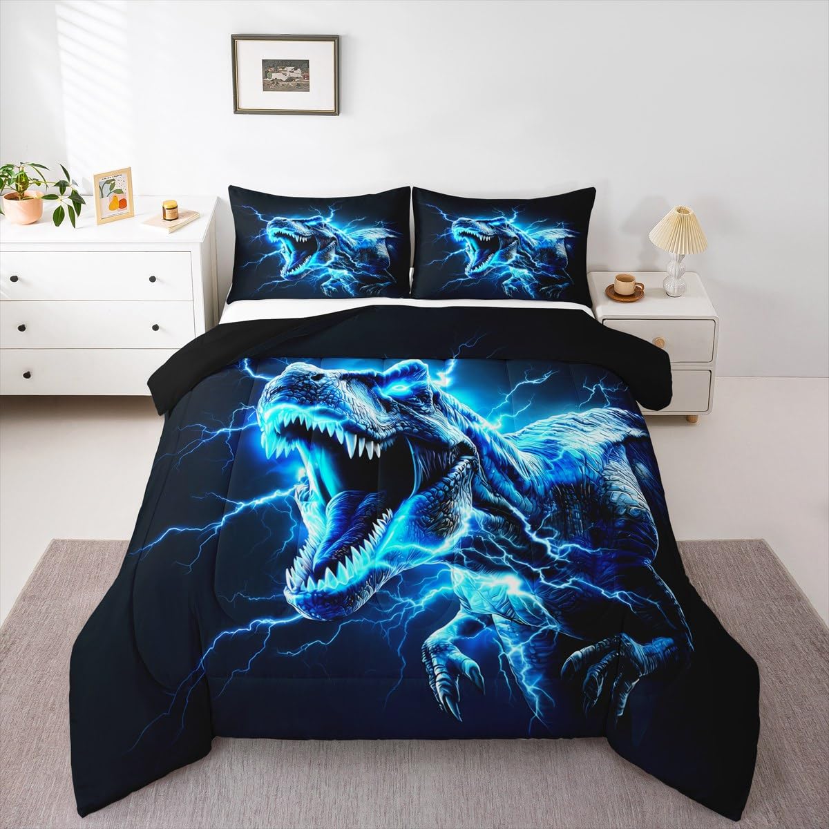 Feelyou Dino Dinosaur Comforter Set Twin Size Kids Boys Bedding