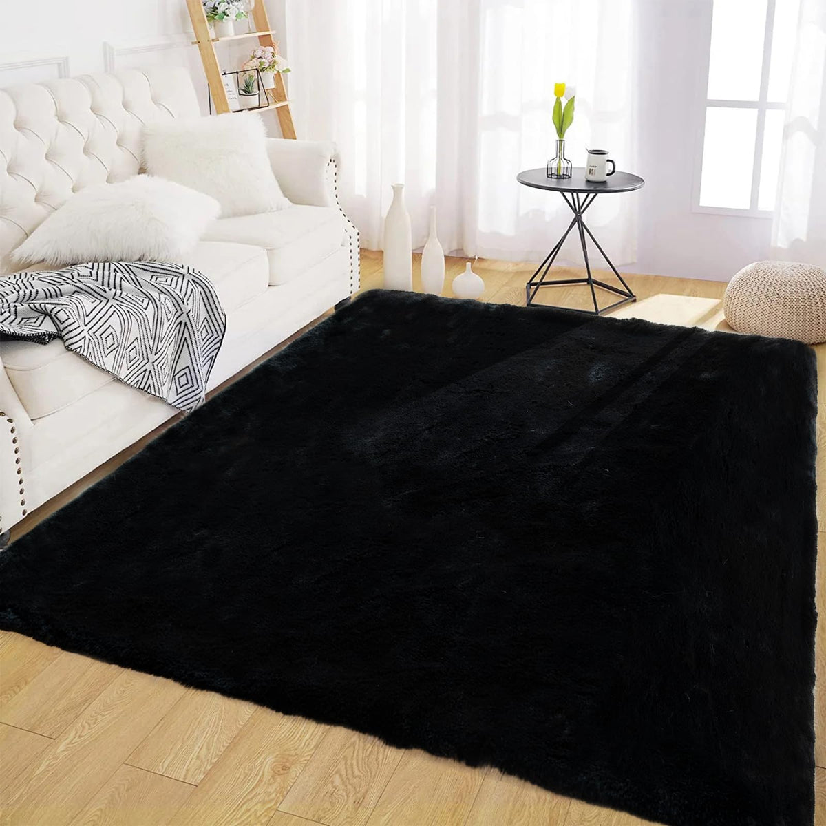 Latepis Washable Rugs 3x5 White Fluffy Shag Rug Shaggy Rug for Living Room Super Soft Area Rugs for Bedroom Nursery