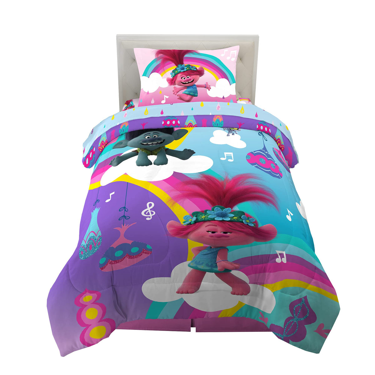 Super Mario Kids Twin Size Bedding, 4 Piece Super Soft Cozy Reversible Comforter and Sheet Set, (Officially Licensed Product) By Franco