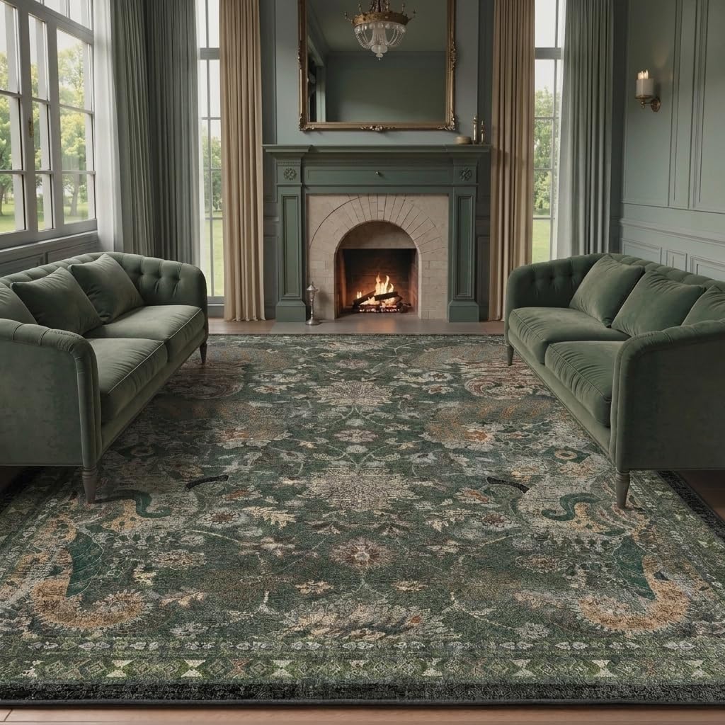 RUGIXE 5x7 ft Beige Washable Area Rug for Living Room,Vintage Boho,Non Slip