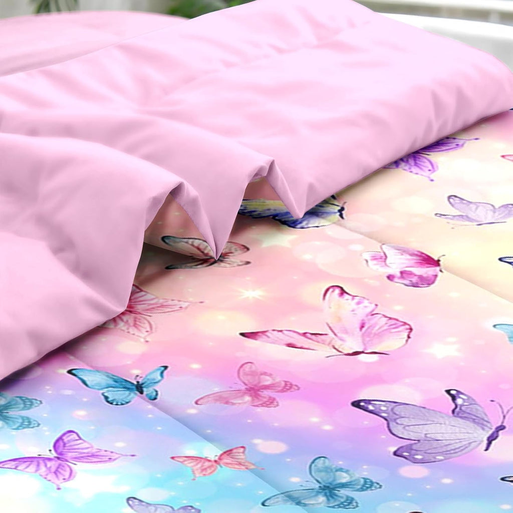 Pamnest Twin Comforter Set for Girls, 5 Pieces Butterfly Bedding Set