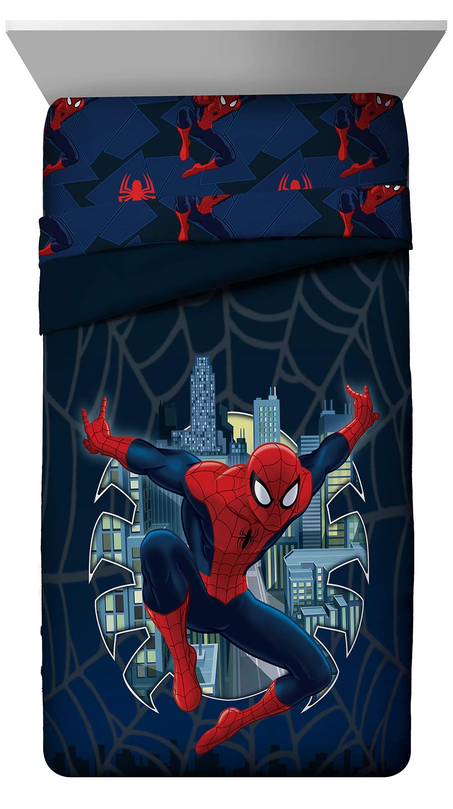 Jay Franco Kids Comforter - Super Soft Reversible Bedding Polyester Microfiber Fill, Multi - Spiderman, Twin