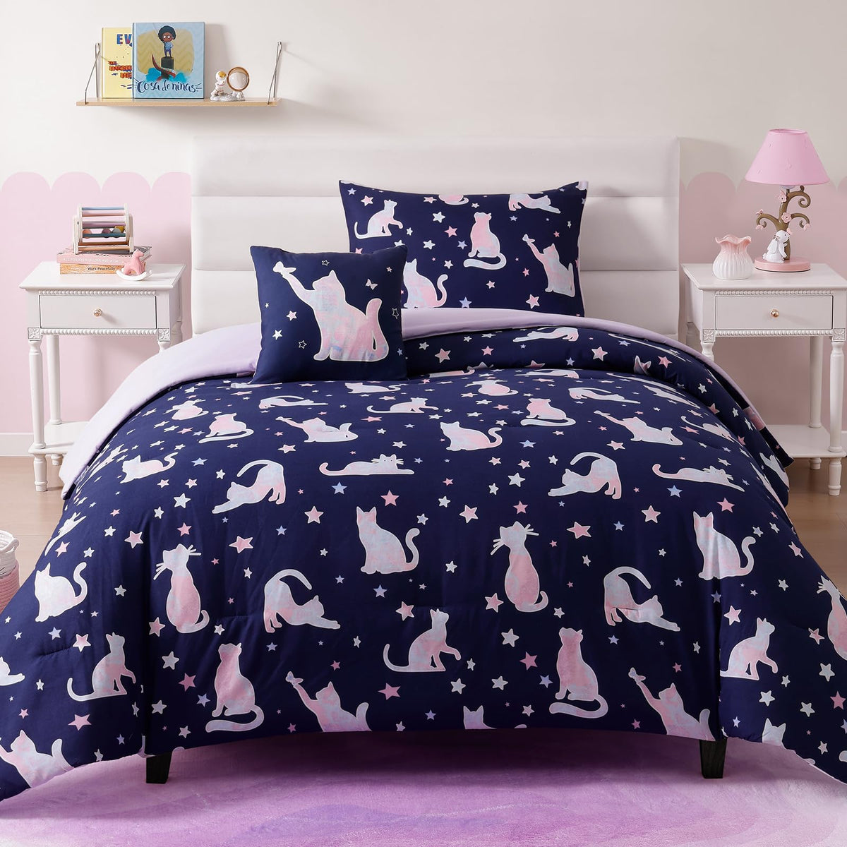 Twin Comforter Set for Girls-3 Pieces Mermaid Glow in the Dark Bedding Sets
