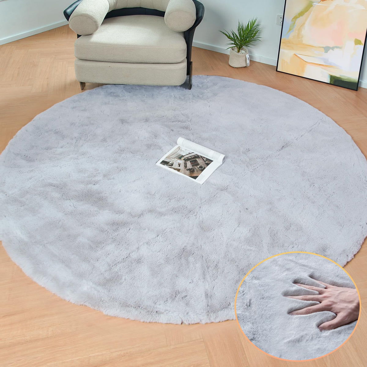 ORINOVA Beige Faux Sheepskin Rabbit Fur Shaggy Rugs for Bedroom Small Shag Washable Fluffy Fur Rug for Living Room Rug 2x3 Nursery Rectange Rugs