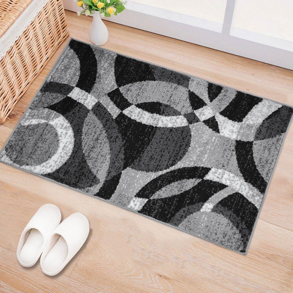 Rugshop Overlapping Circles Modern Geometric Area Rug Red 7'10" x 10'2"