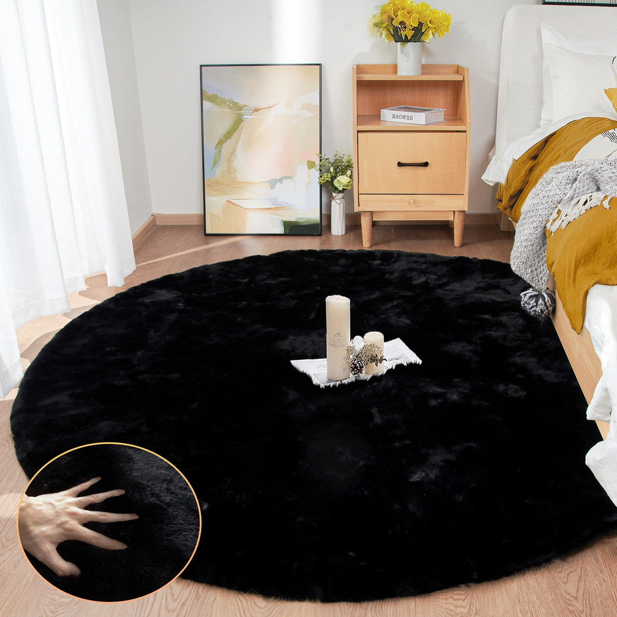 ORINOVA White Faux Bunny Fluffy Fur Rug Washable Area Rugs for Living Room Nursery Rugs for Bedroom 2x3 Rectange Rug Cute Home Décor